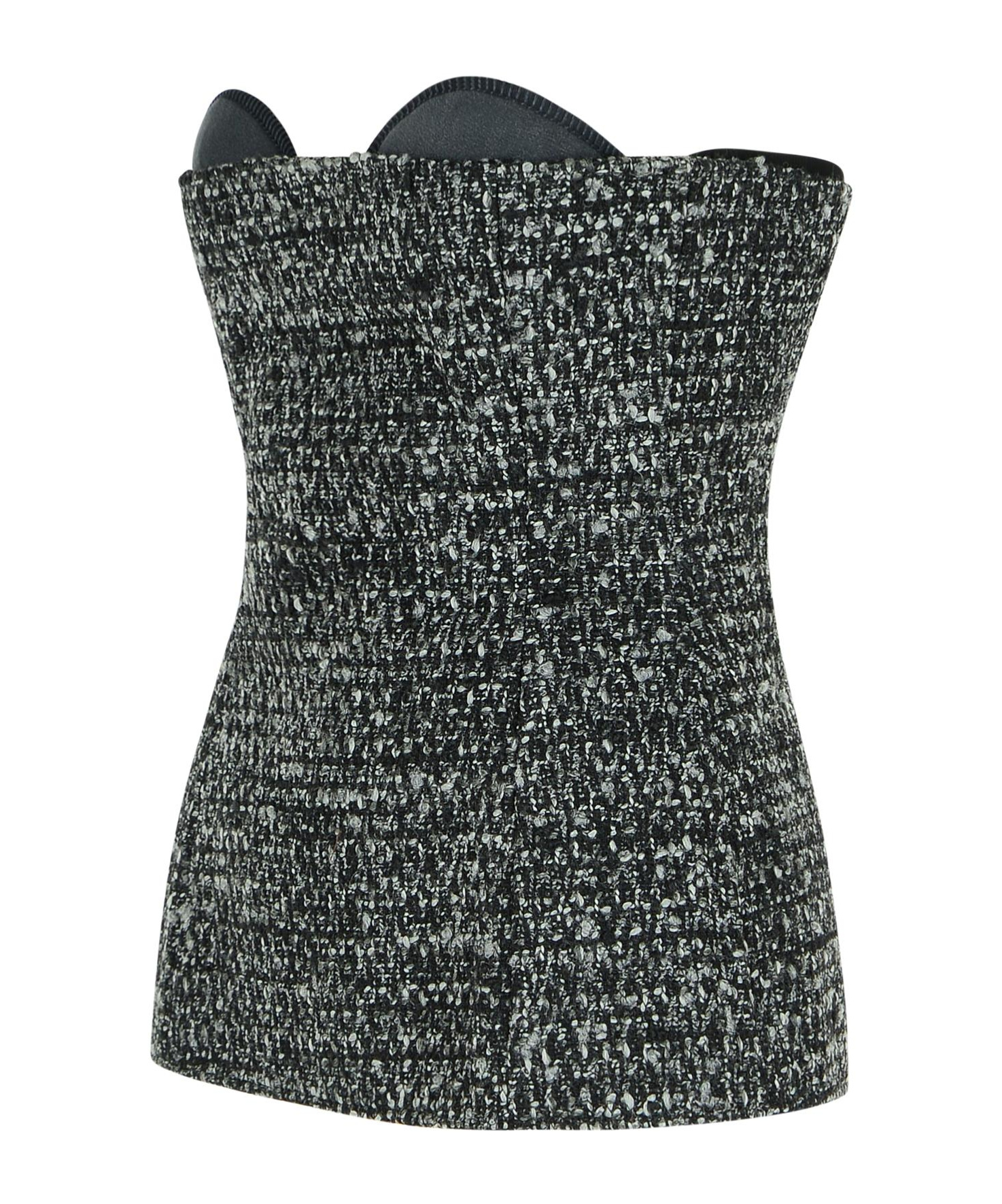 Diesel Fitted Strapless Top With Textured Boucle In Black