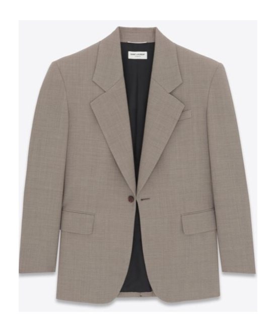Saint Laurent Oversized Wool Blazer In Nude