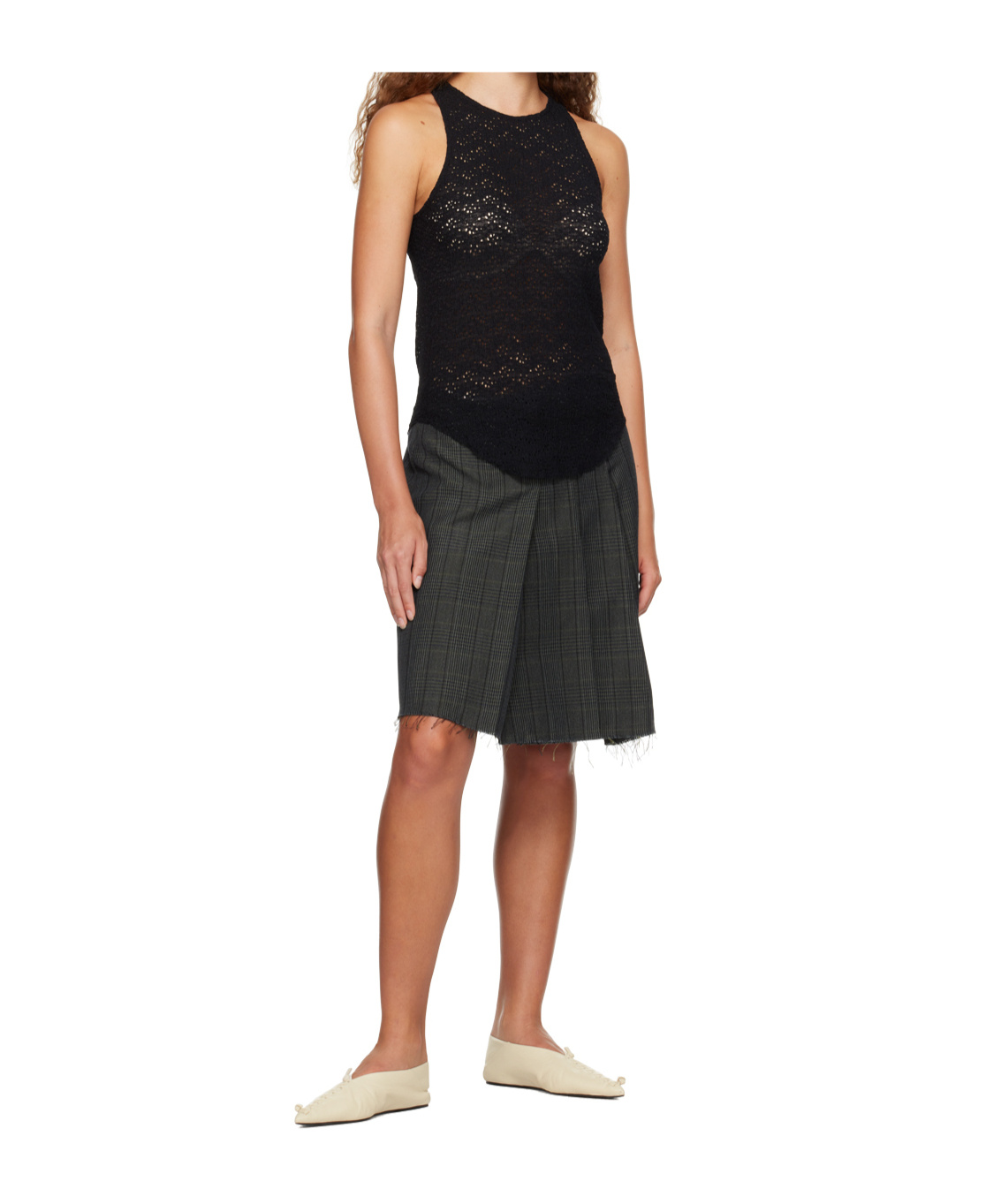 Song For The Mute Gray Pleated Miniskirt In Black