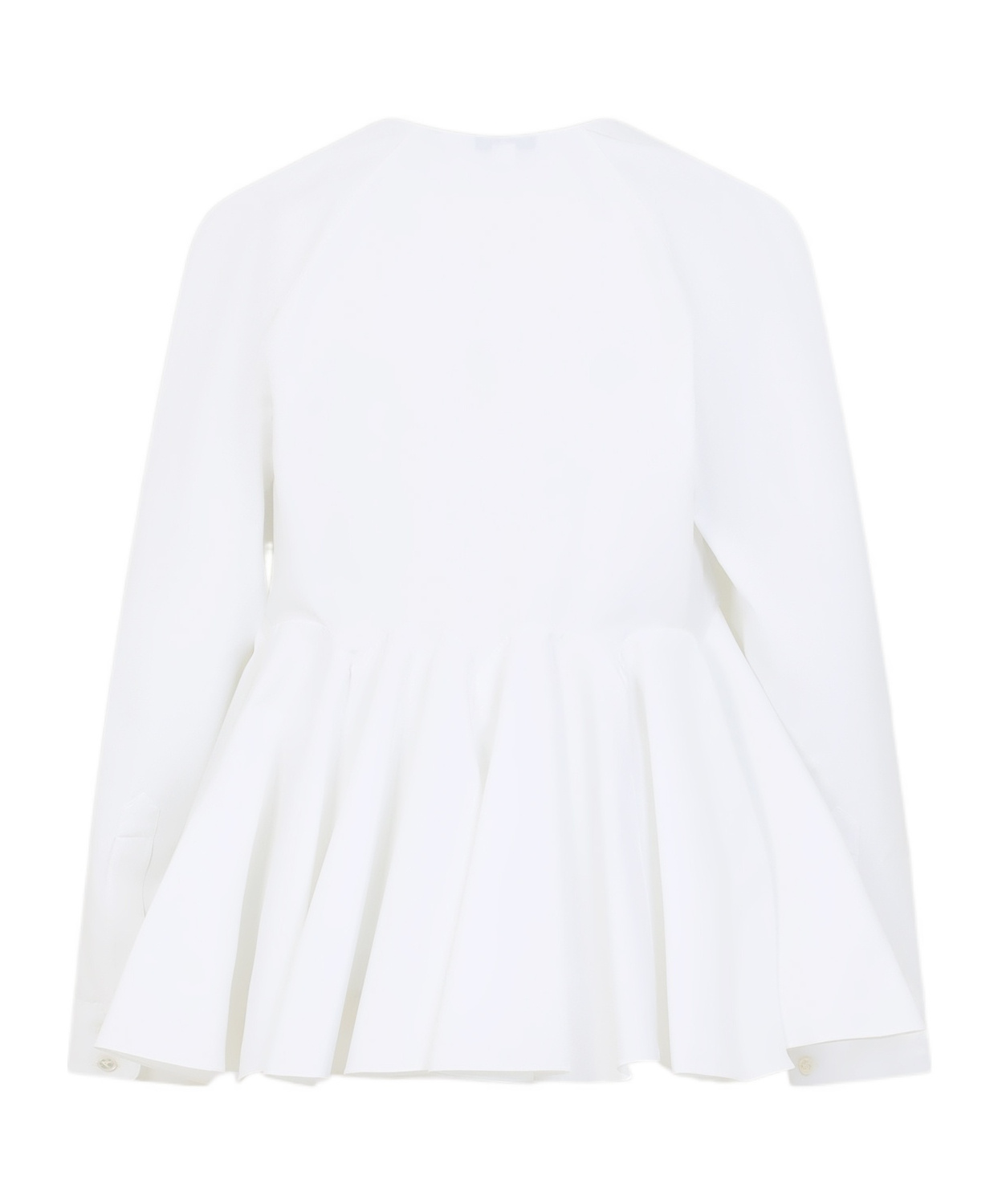 Alaïa Flare Cotton Shirt Pleated Hem In White