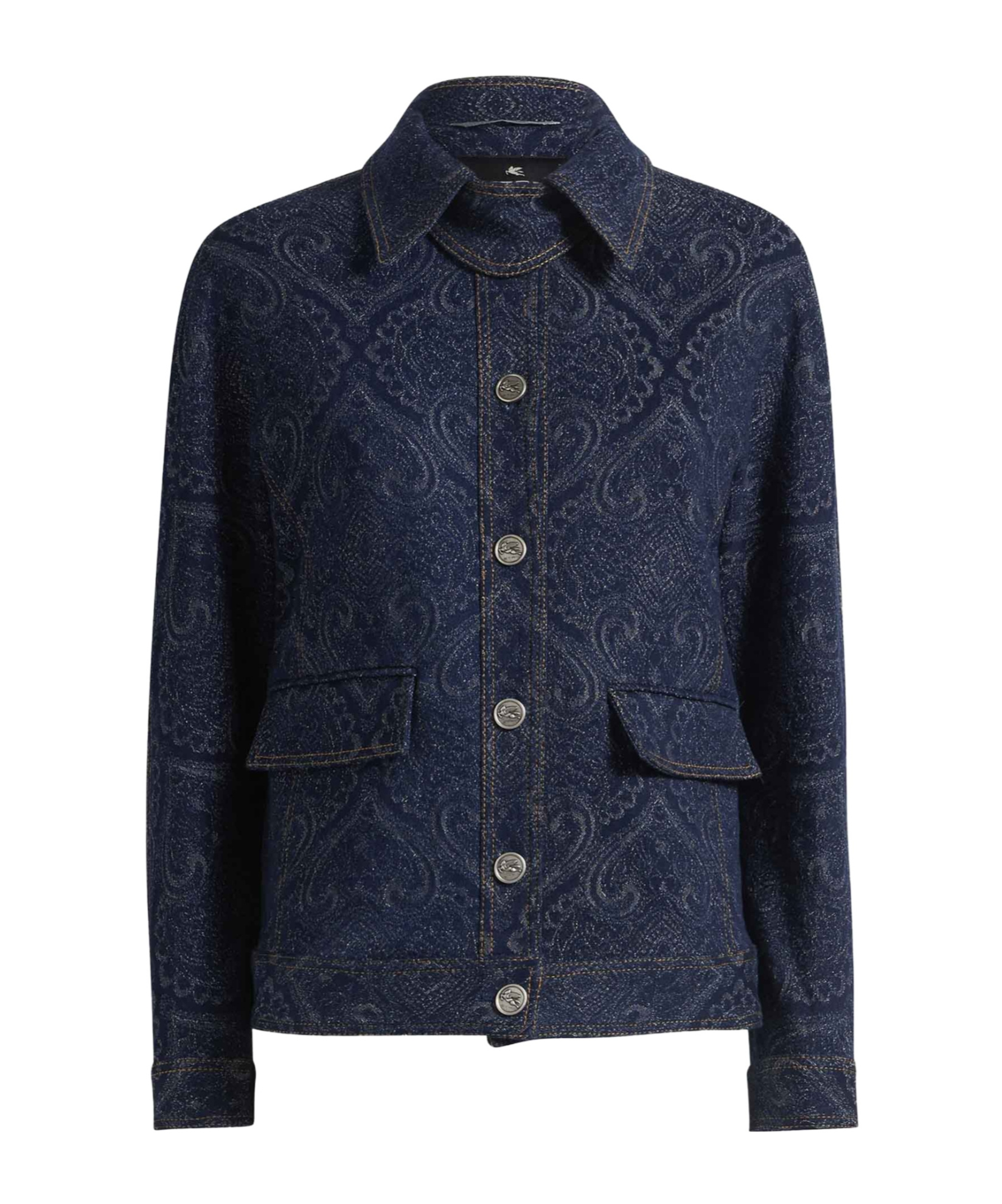 Etro Denim Jacquard Jacket In Blue