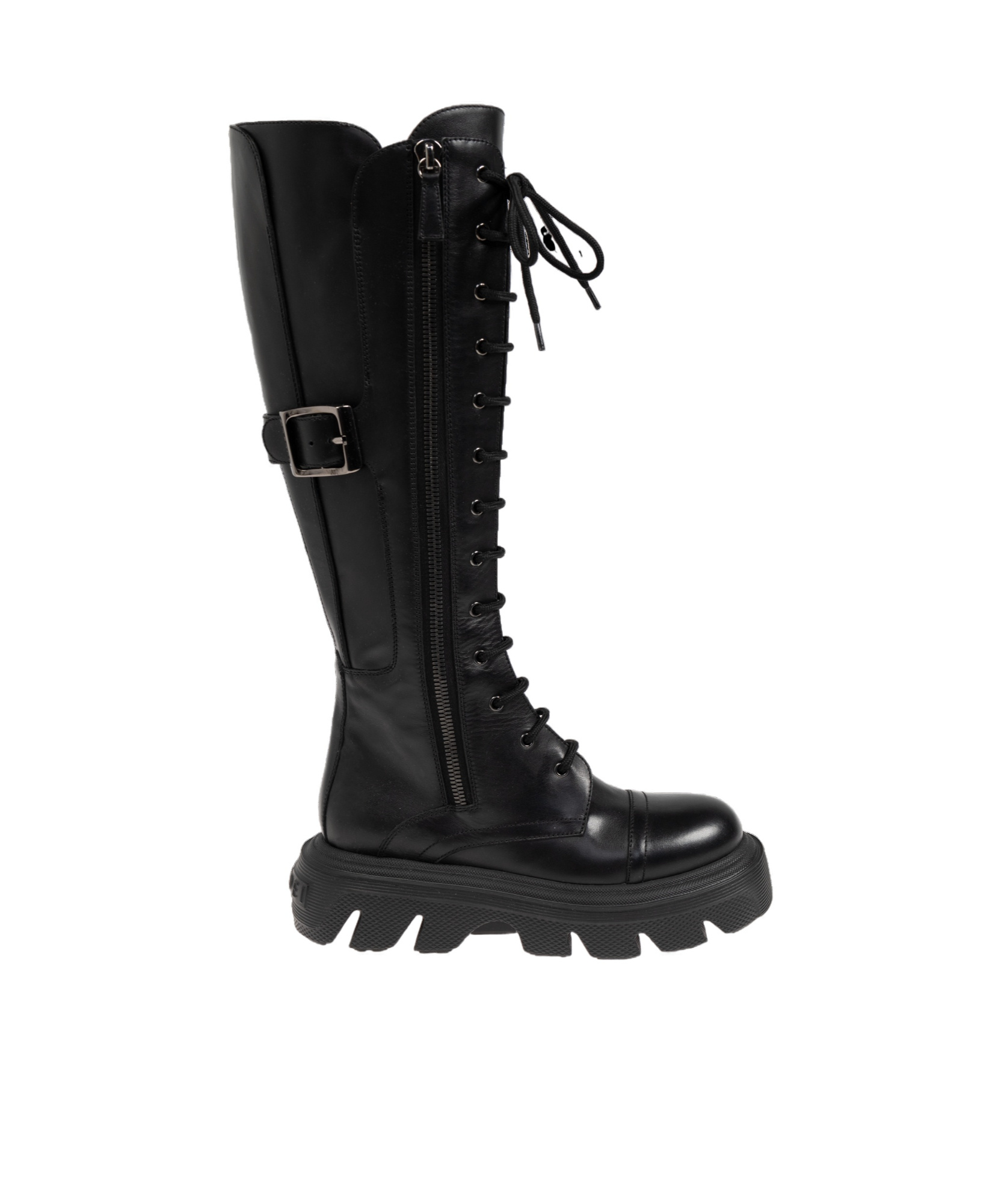 Casadei Lace-up Leather Boots In Black