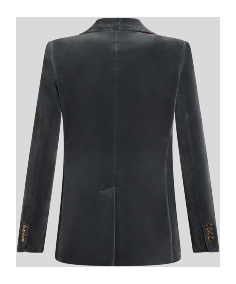 Shop Etro Logo-engraved Buttons Velvet Blazer In Black