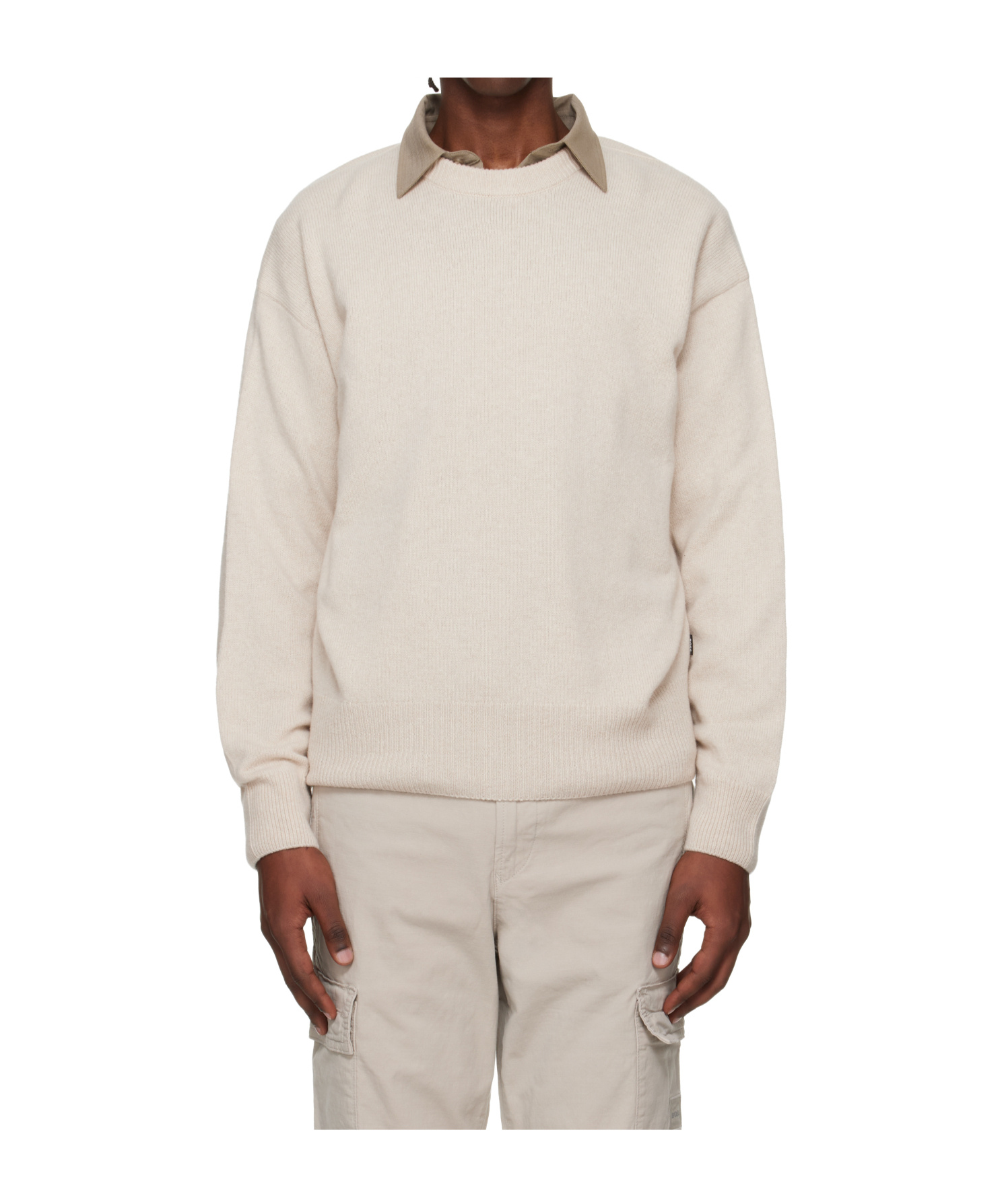 Hugo Boss Wool Long-sleeved Sweater In Neutral