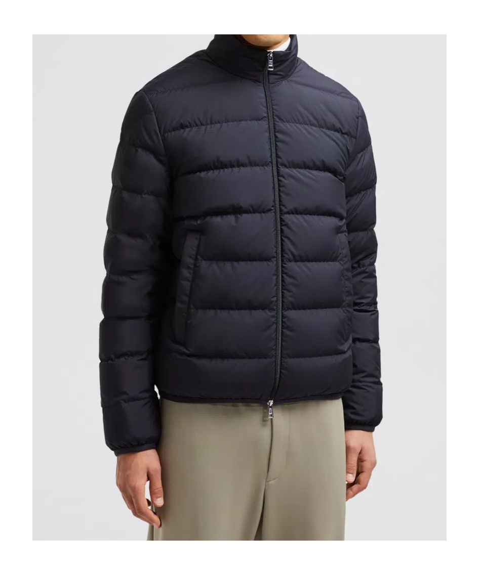 Shop Moncler Mock Neck Down Jacket In Blue