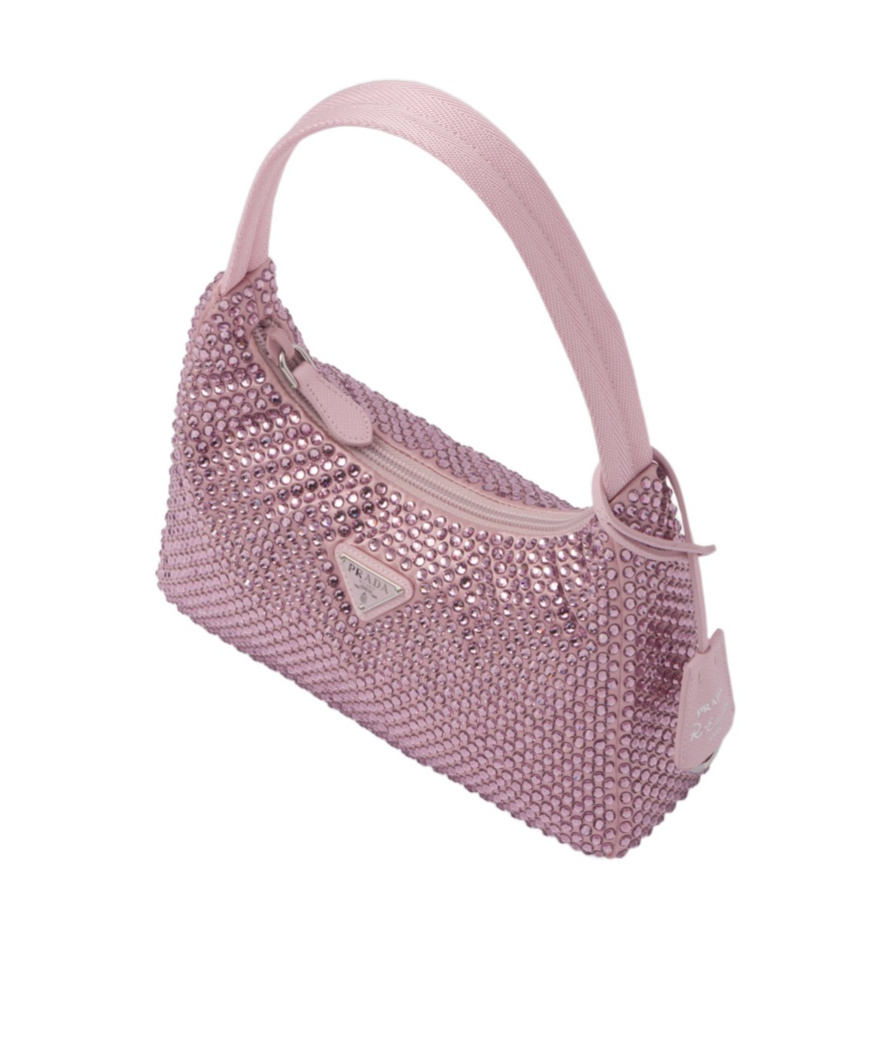 Prada Re-edition 2000 Crystal-embellished Mini Bag In Pink