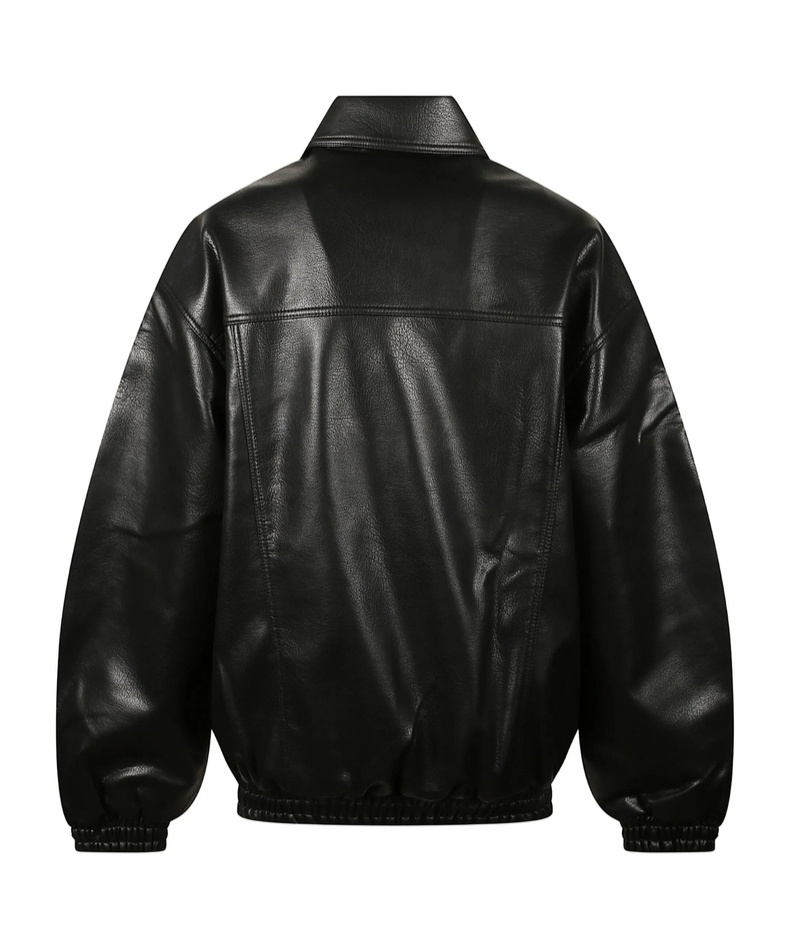 The Frankie Shop Faux Leather Jacket With Structured Collar In Black