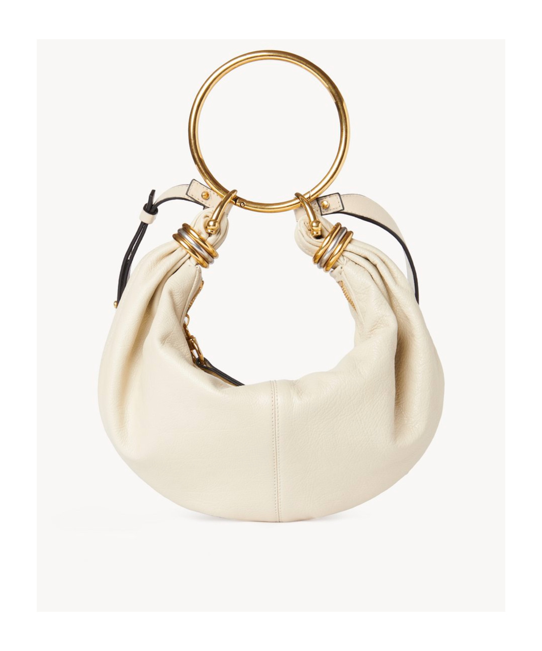Chloé Bracelet Bag Mini In Shiny Grained Calfskin In White