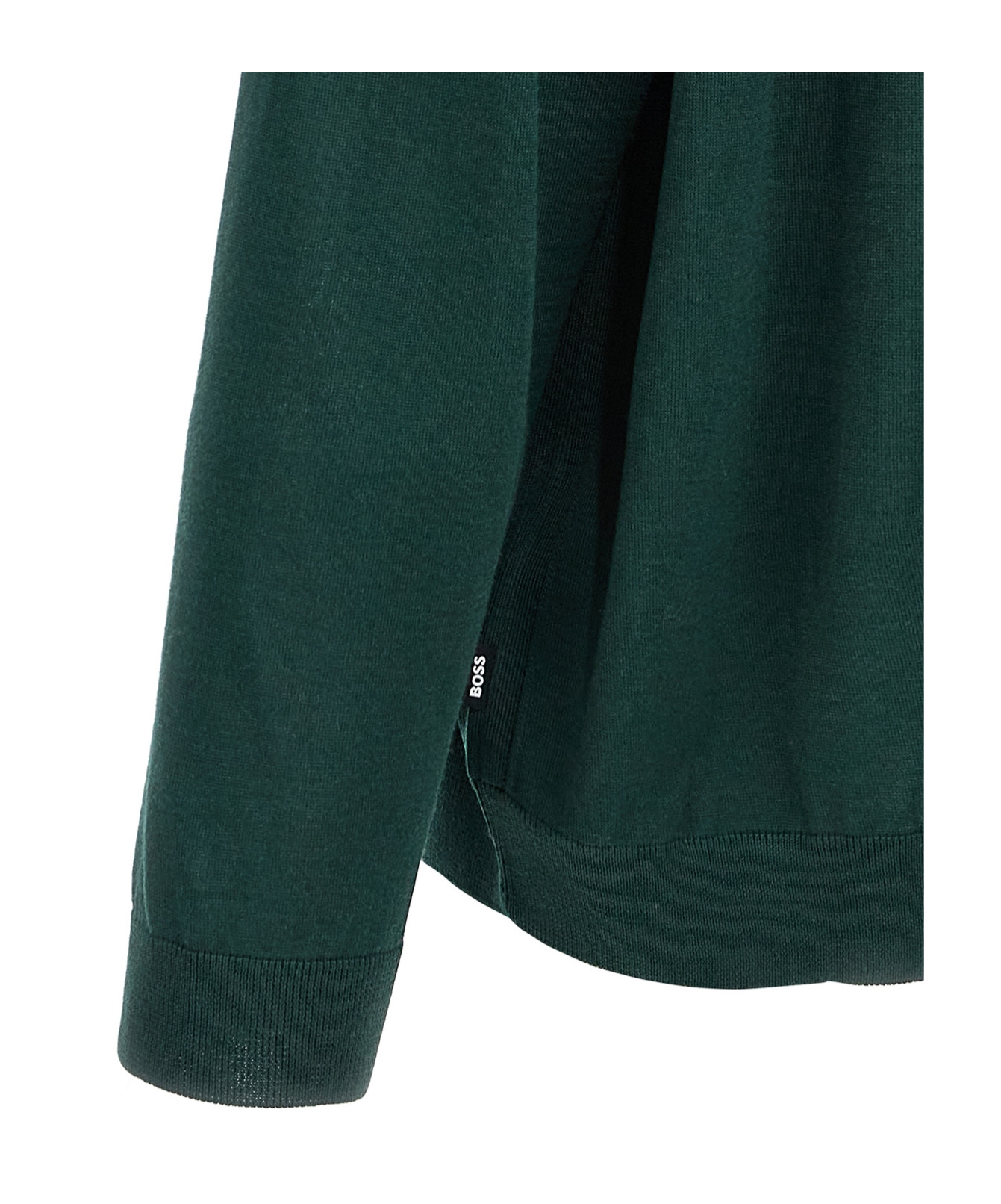 Shop Hugo Boss Boss Long-sleeved Fine-knit Polo Shirt In Green