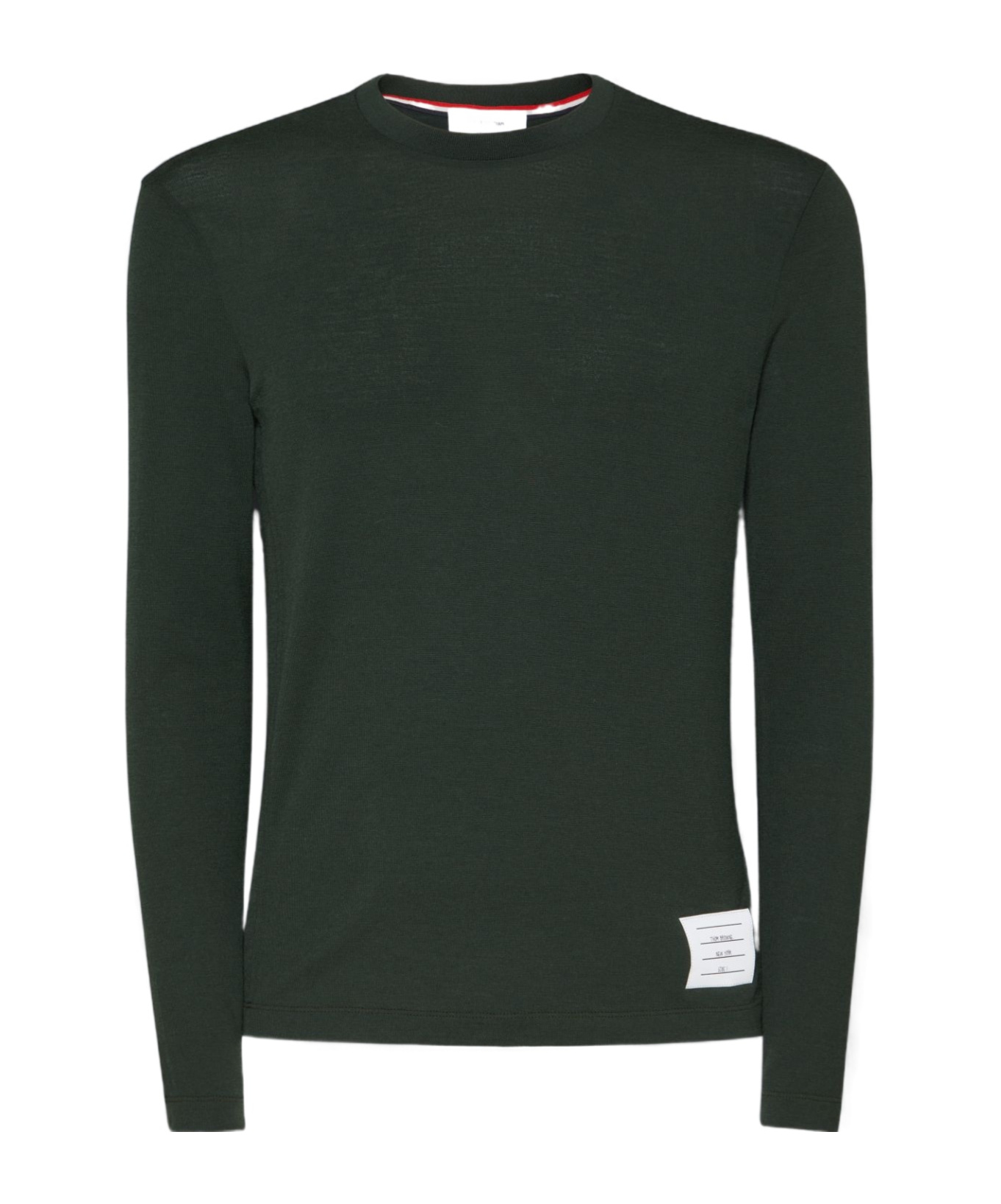 Thom Browne Long-sleeved Wool Jersey T-shirt For Men Men In Green