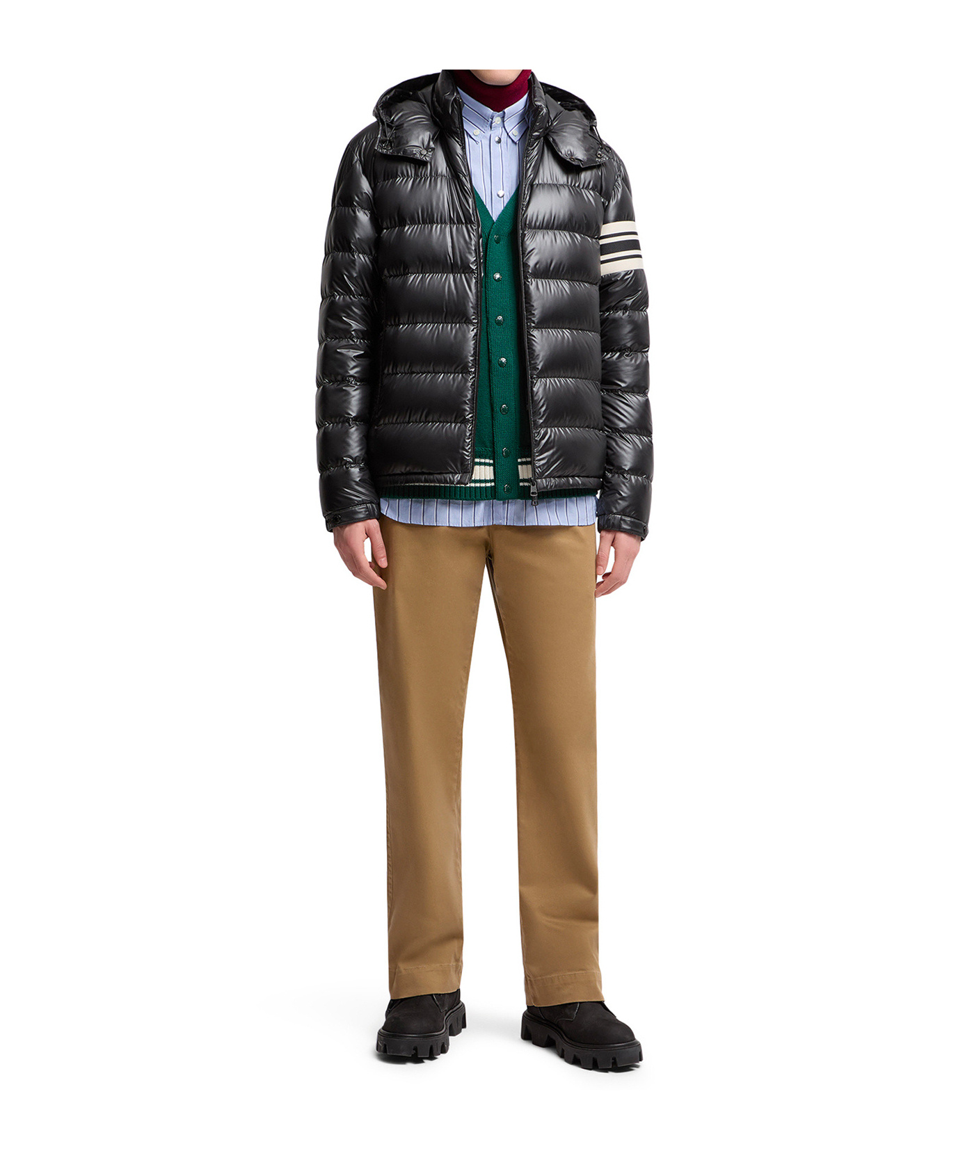 Moncler Men Landre Down Jacket With Contrasting Detail In Black