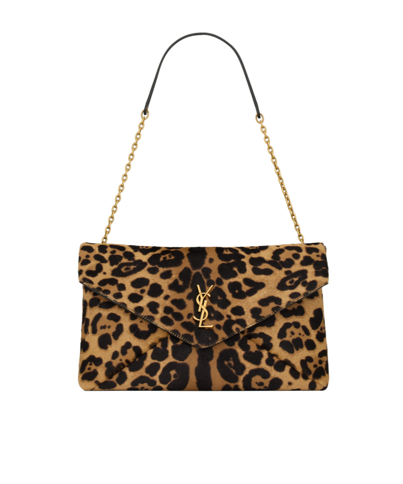 Saint Laurent Cassandre Large Pouch On Chain In Pony Hair Leather In Multi