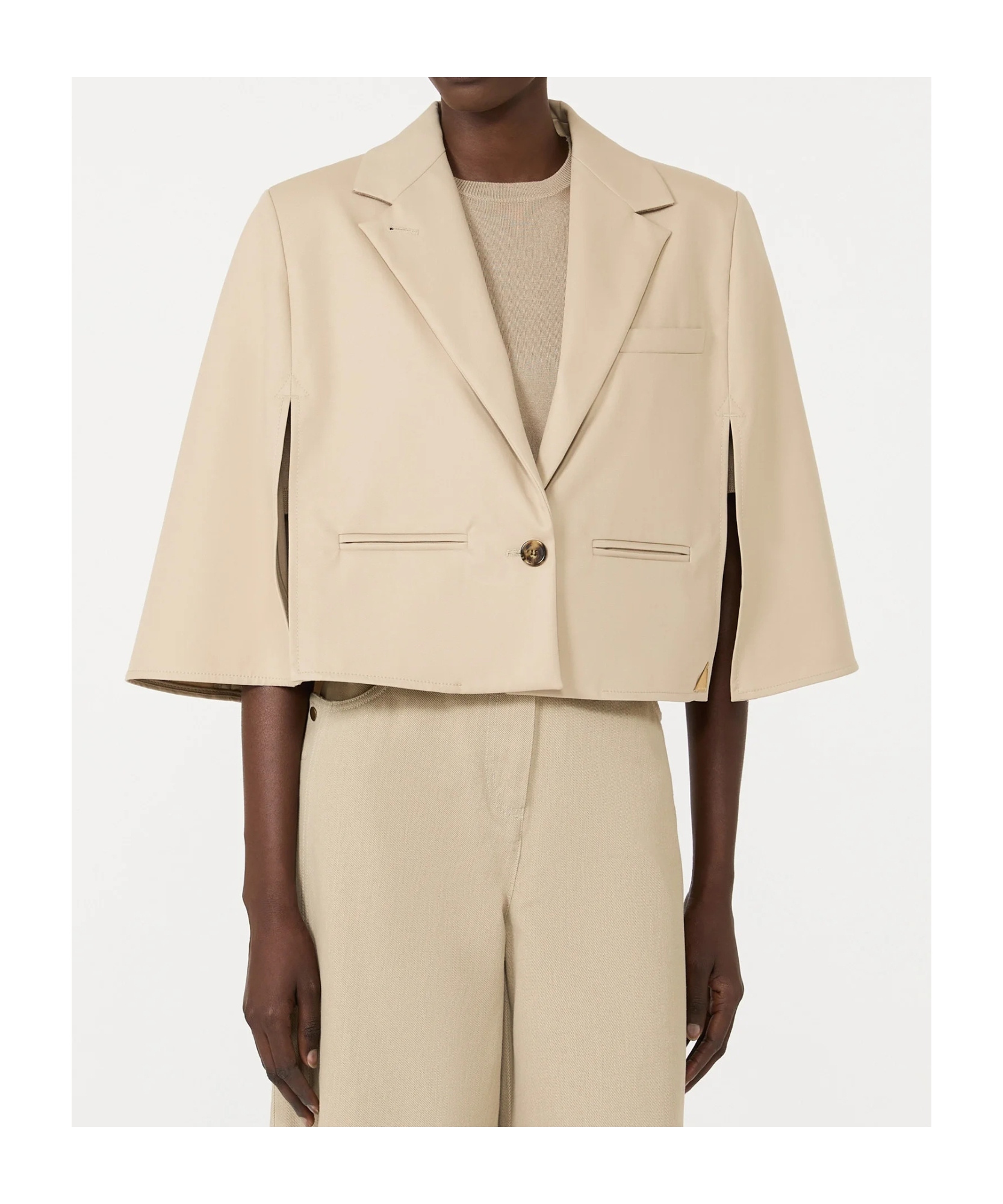 Max Mara Single-breasted Cape In Stone