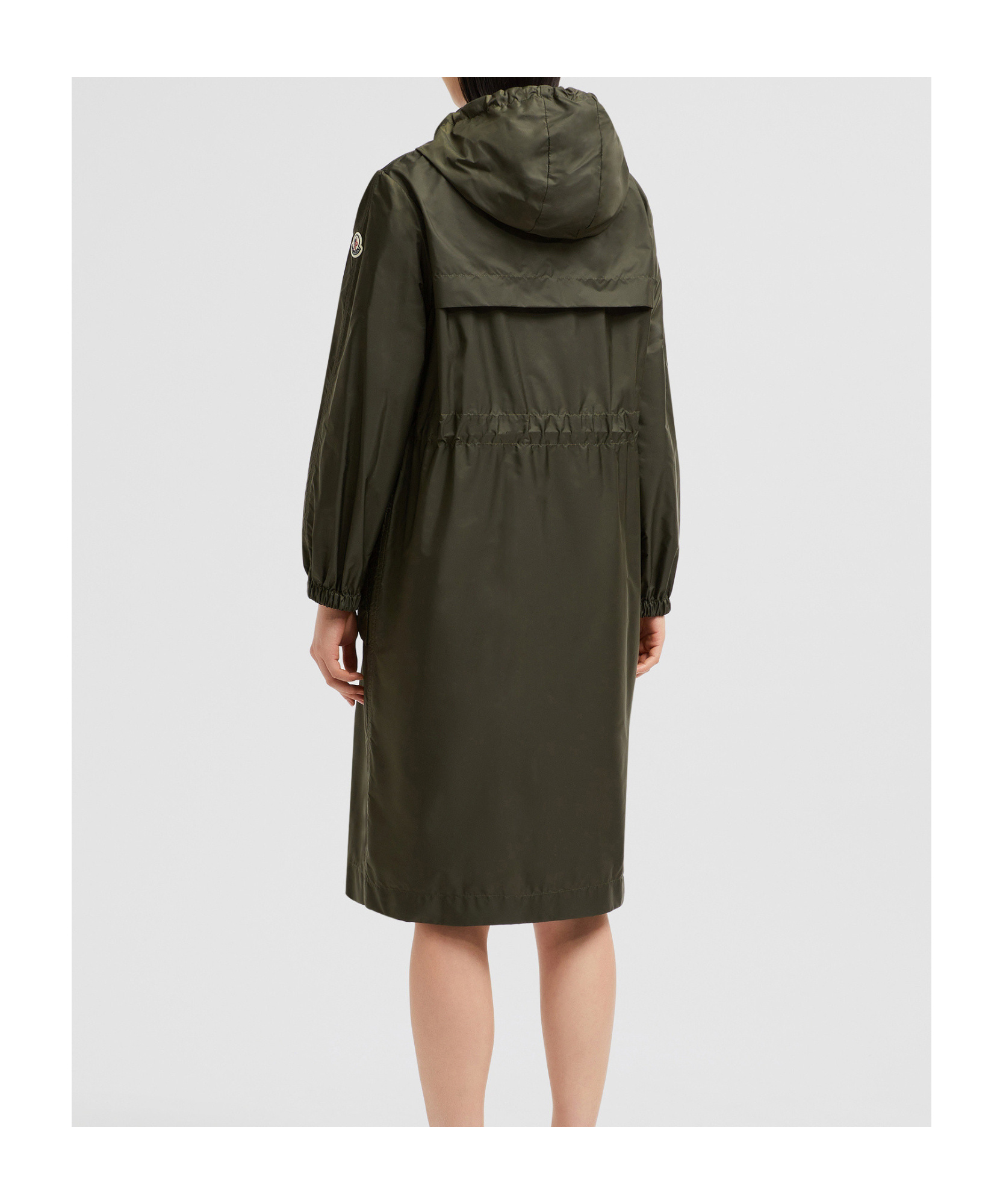 Moncler Long-sleeved Hooded Coat In Green