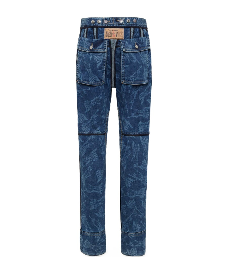 Dsquared2 Vaquera X D2 Statue Of Liberty Cargo Laser Wash Pant In Blue