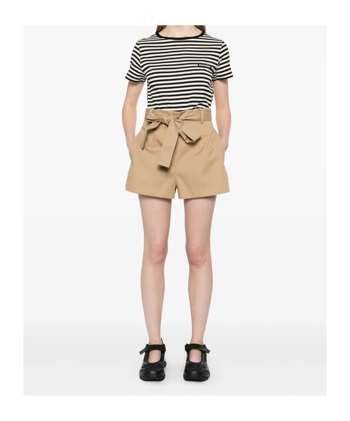 Moncler Cotton Blend Shorts Trousers Beige
