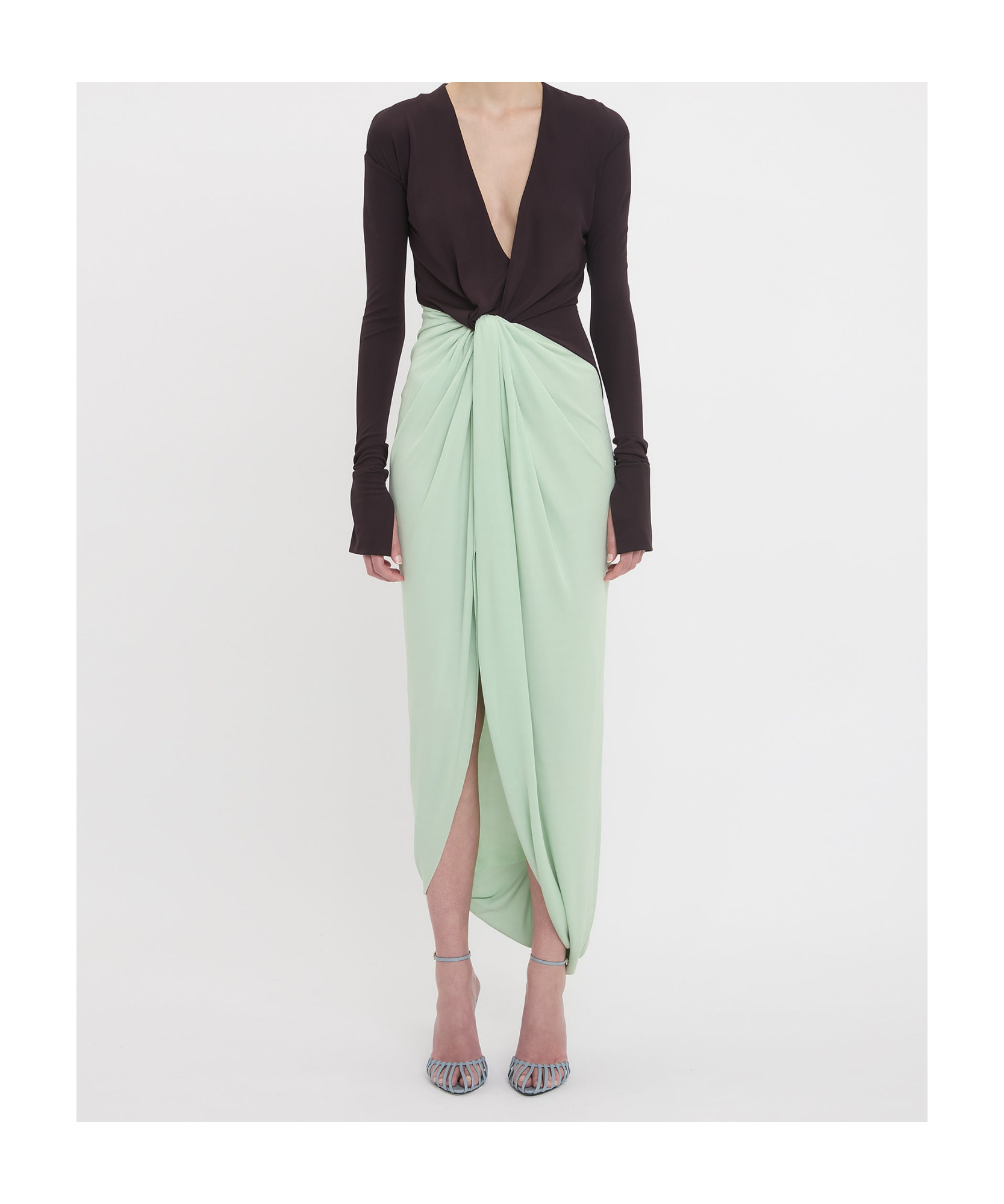 Victoria Beckham Knotted Jersey Gown In Black