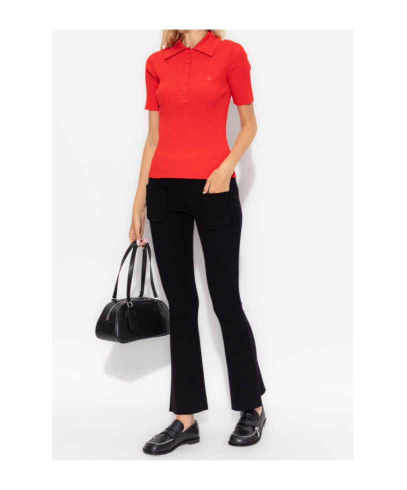 Courrèges Red Viscosa Blend Polo Shirt In Red
