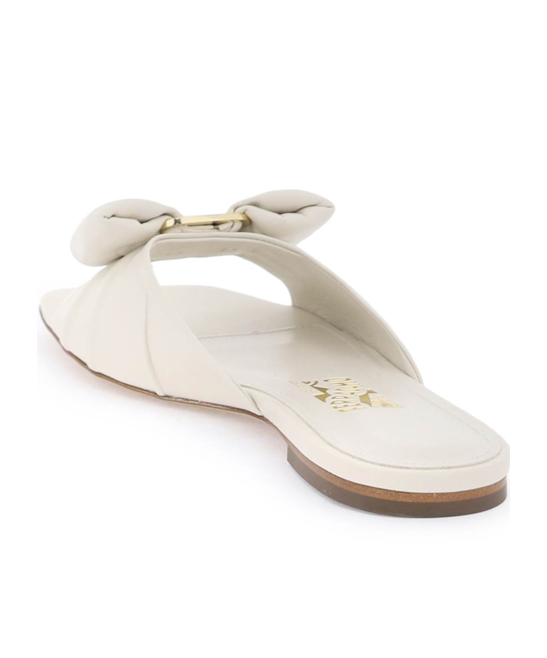 Ferragamo Lylas Nappa Leather Flat Sandals In White