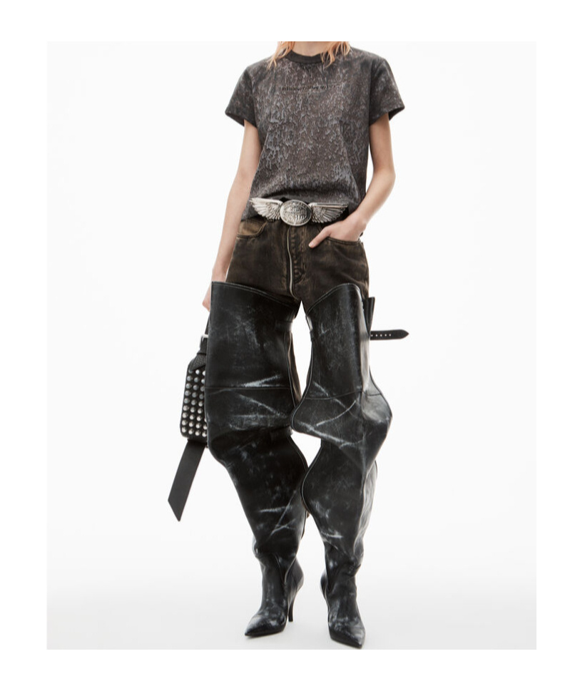Alexander Wang Splatter-wash Cotton T-shirt In Black