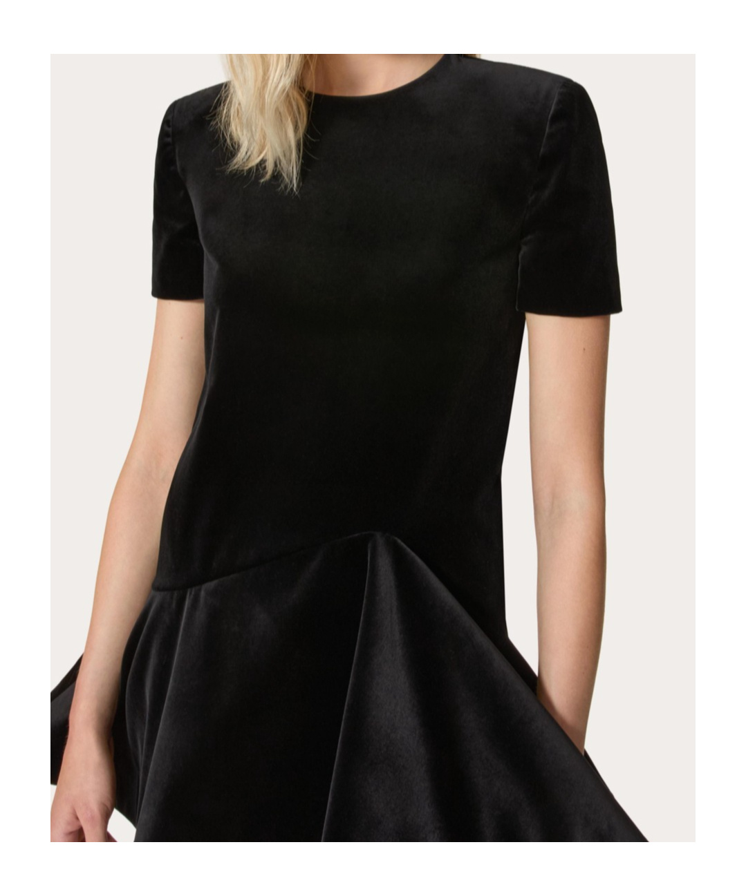 Valentino Asymmetric-hem Crewneck Dress In Black