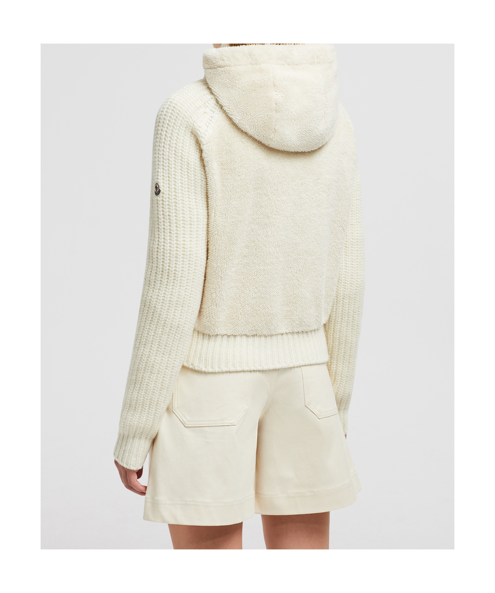 Moncler Long-sleeved Wool Hoodie In White