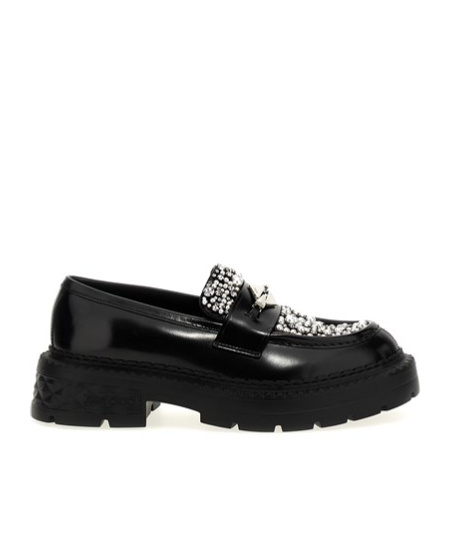 Jimmy Choo 'chunky Sole Diamond Marlow' Loafers In Black
