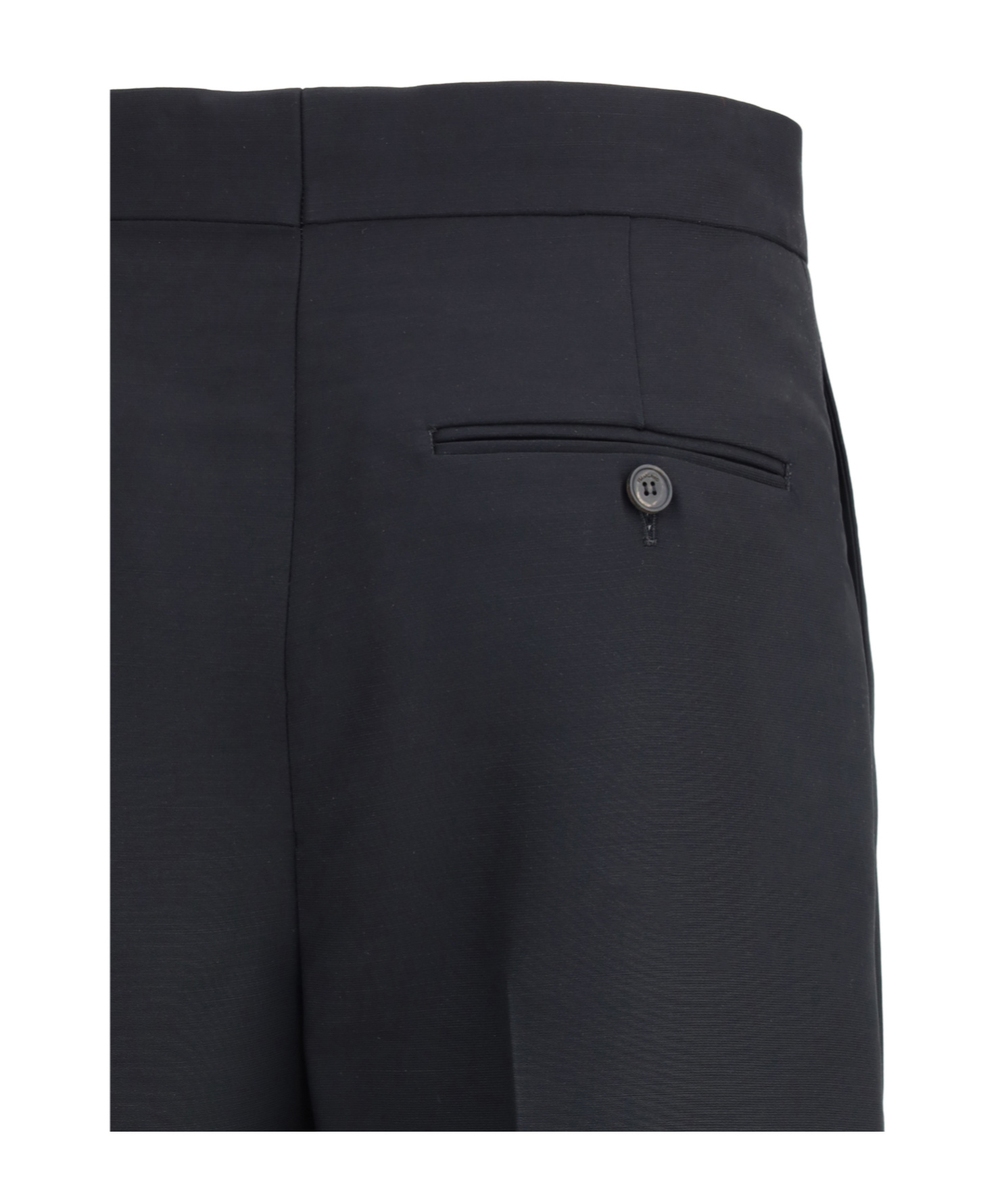 Ferragamo Wool Trousers With Belt Loops And Button Detail In Blue