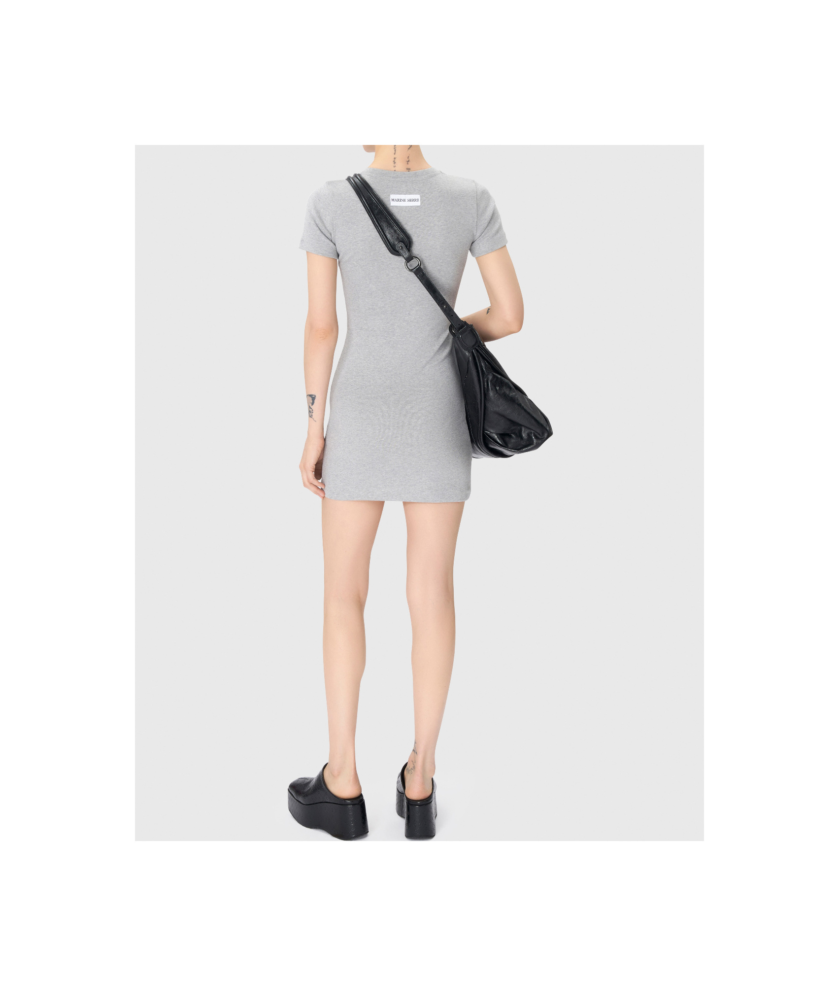 Marine Serre Organic Cotton Rib T-shirt Dress In Gray