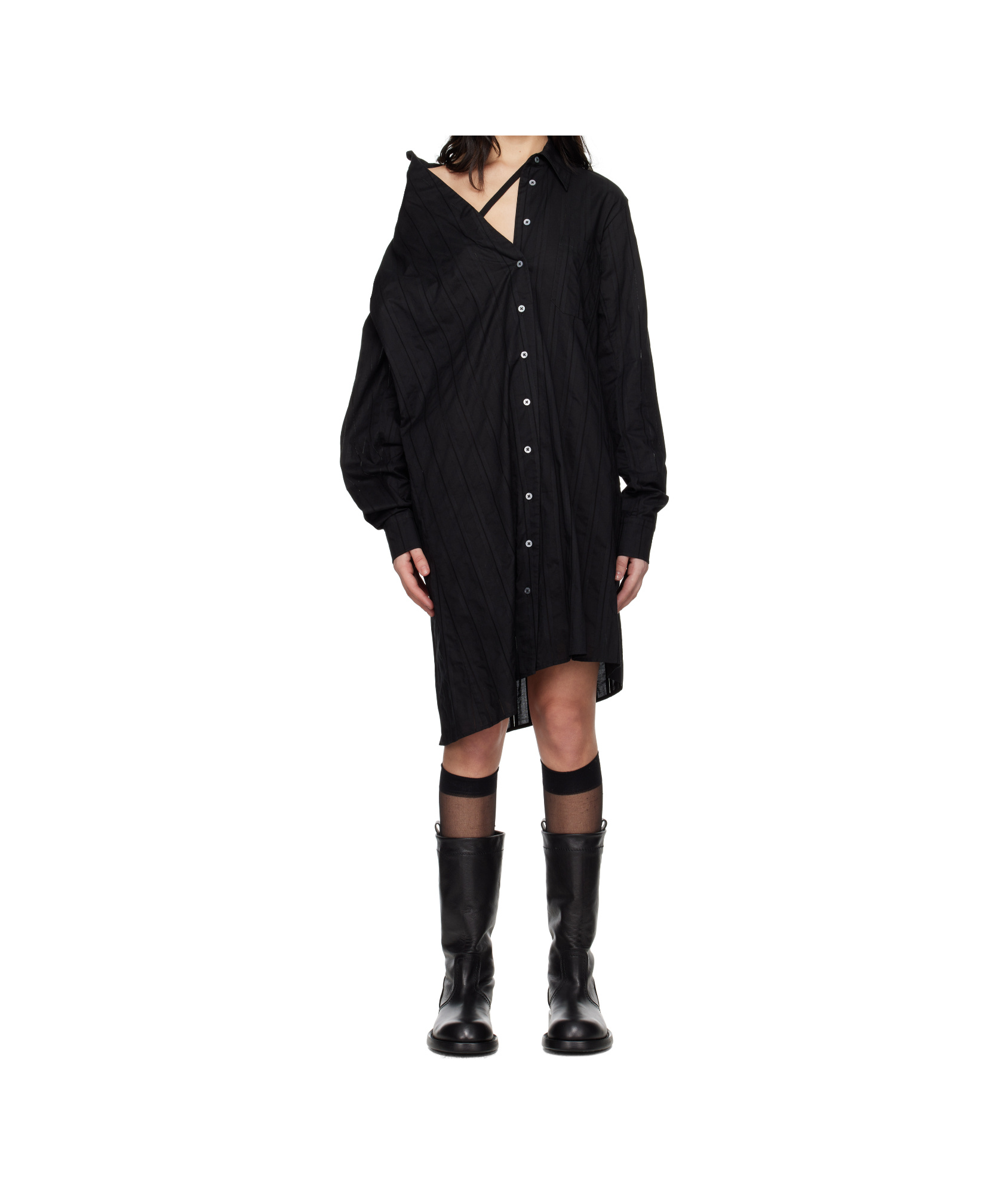 Ann Demeulemeester Nelly Dropped Shoulder Shirt Popeline In Black