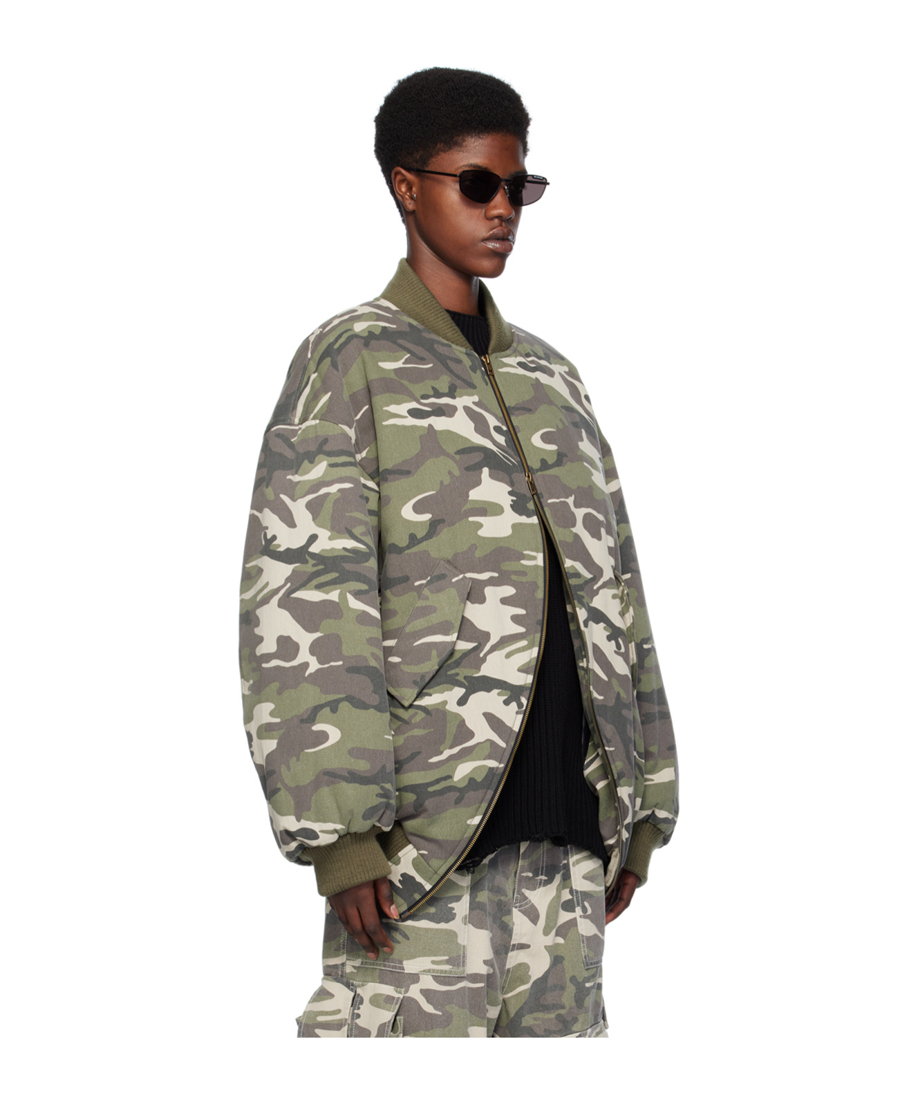 We11 Done Camouflage Zipper Cotton Suit In Black
