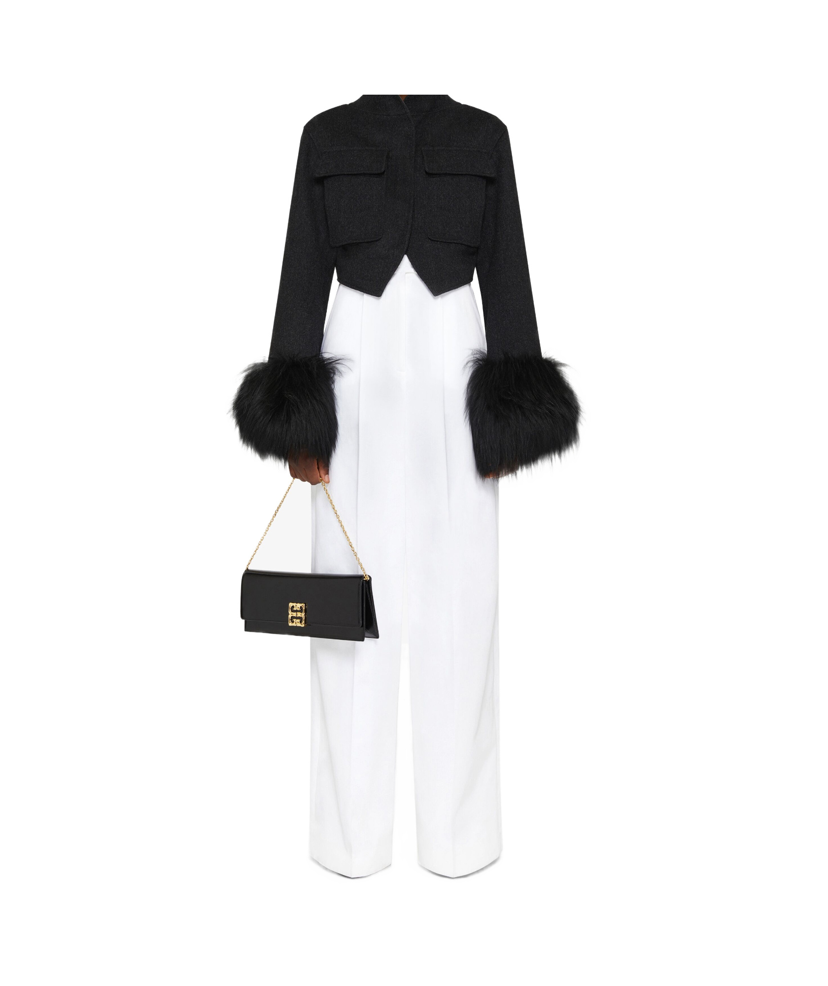 Givenchy Blouson Slim En Laine Et Fourrure In Black