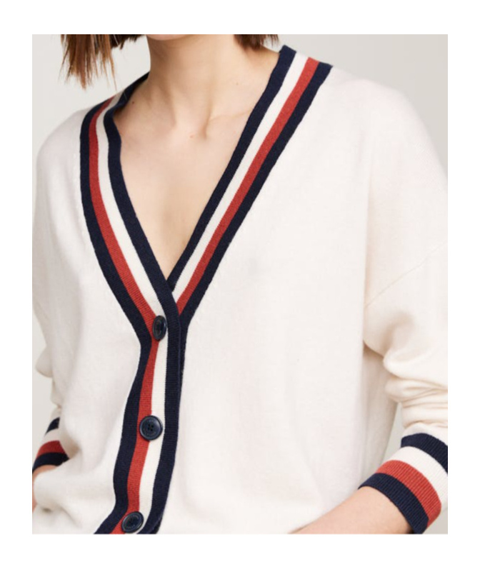 TOMMY HILFIGER STRIPED WOOL CARDIGAN 