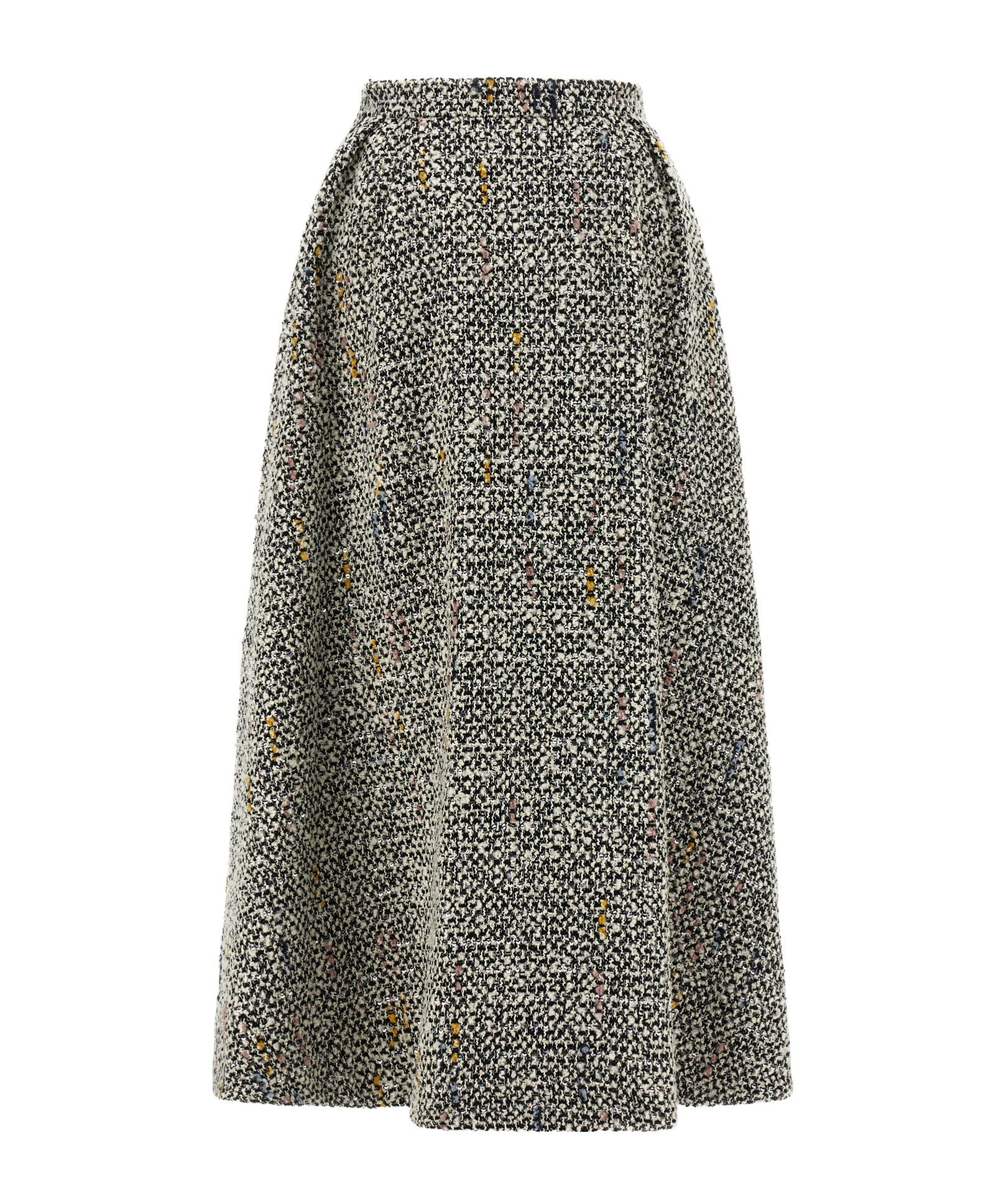 Alessandra Rich High-waisted Pleated Tweed Midi Skirt In Gray