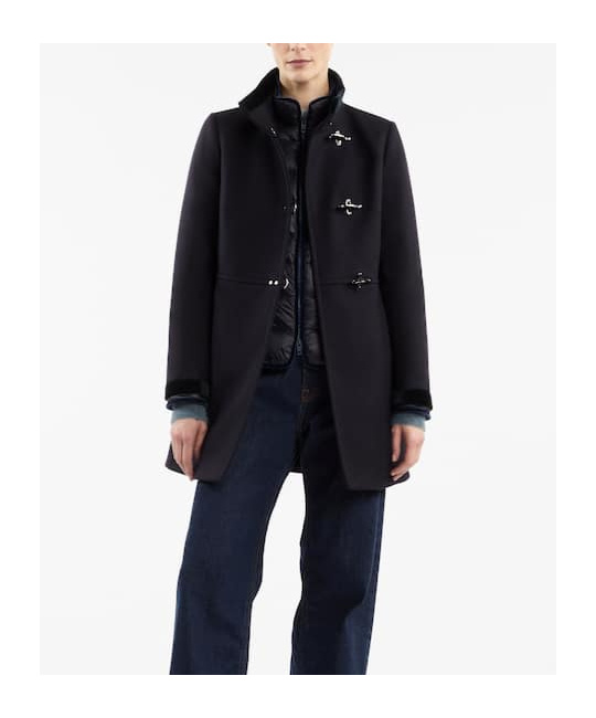 Fay Romantic Coat In Black In Soft Wool Blend Fabric In Black