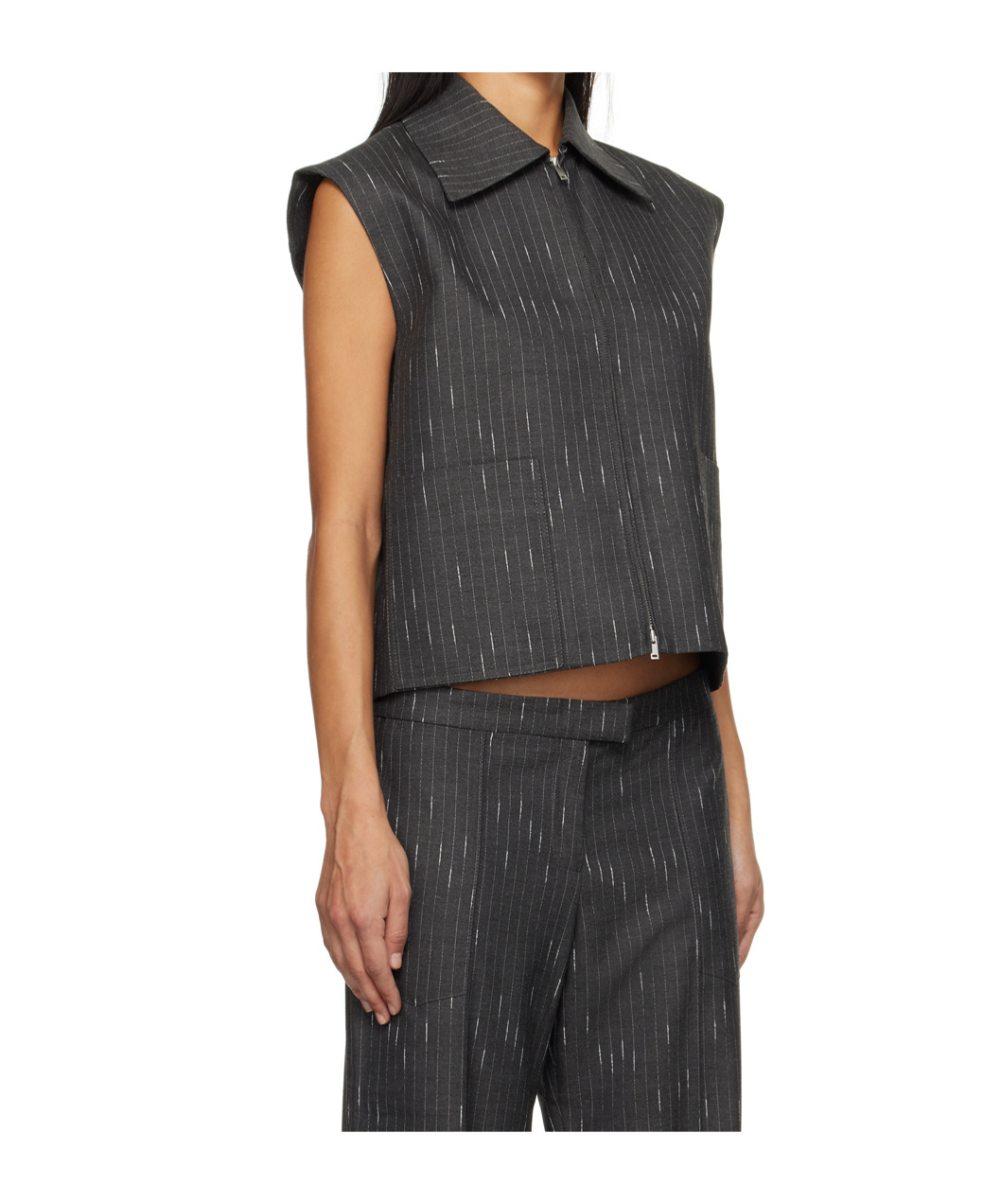 Aya Muse Elastic Twill Vest In Black