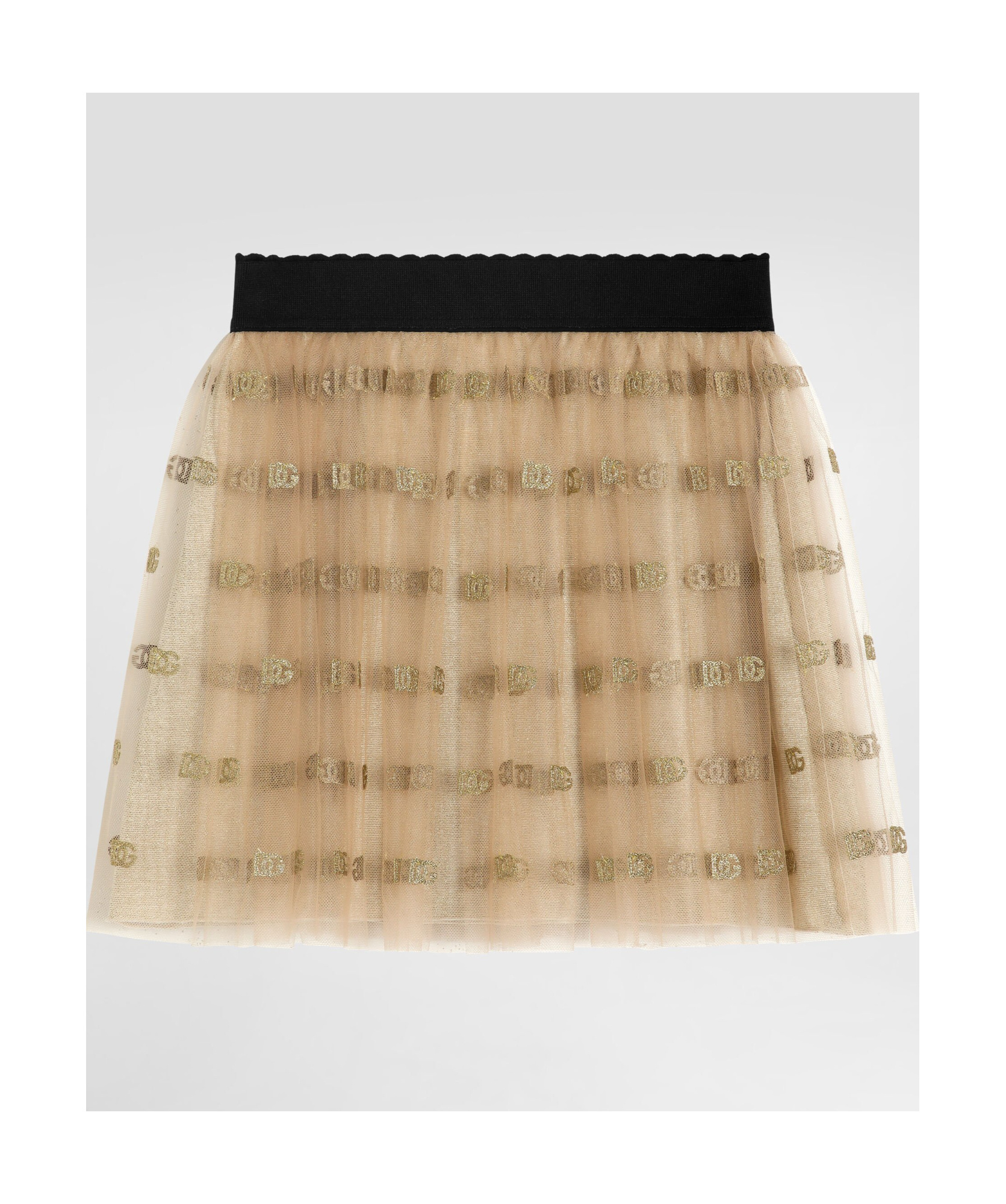 DOLCE & GABBANA LOGO-PRINT TULLE MINI SKIRT