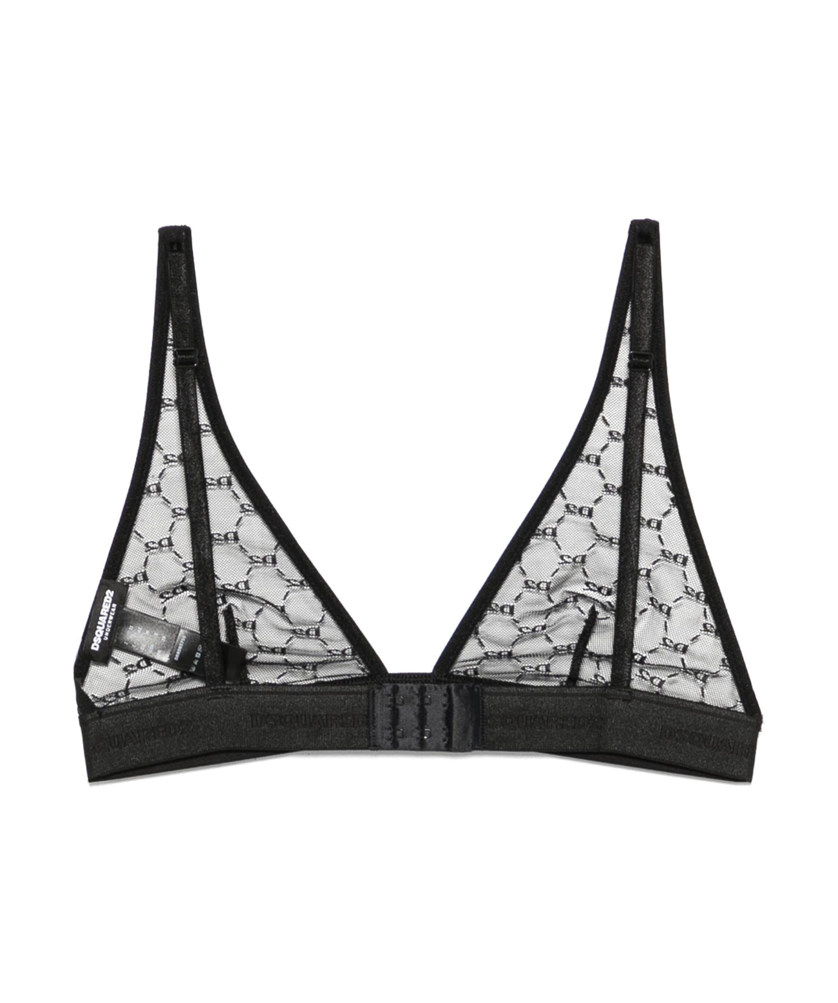Dsquared2 Logo-lace Triangle Bra In Black