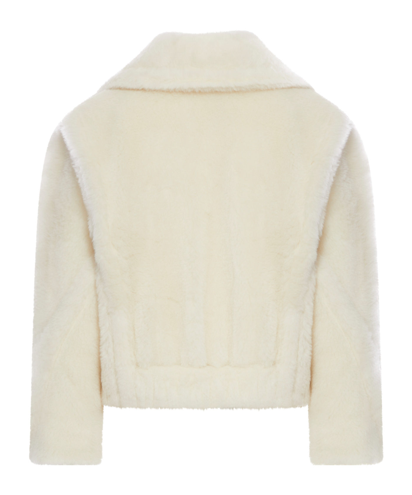 Max Mara Women Teddy Bear Icon Crop Coat In Wool And Alpaca In White