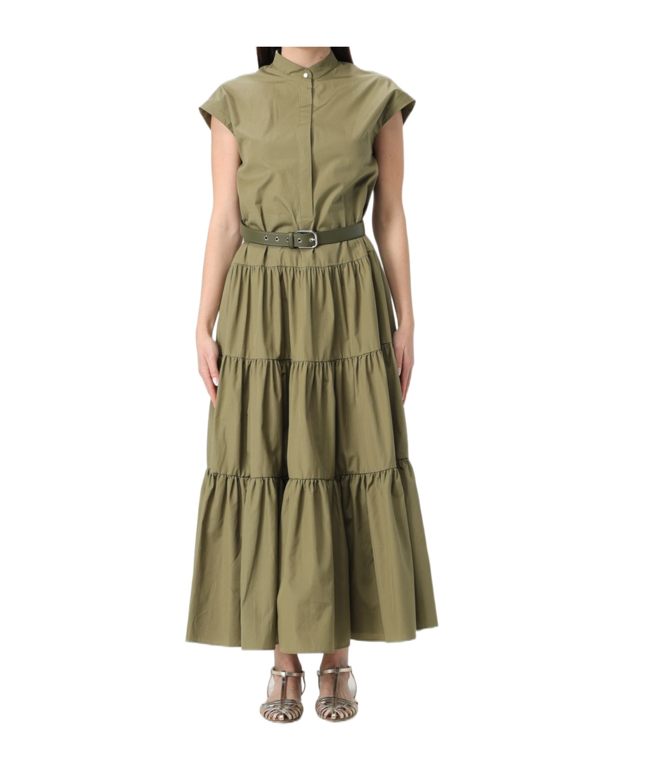 Max Mara Studio Dress Woman Green In Green