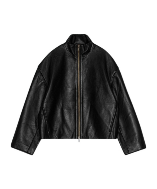 Remain Birger Christensen Long-sleeved Leather Jacket In Black