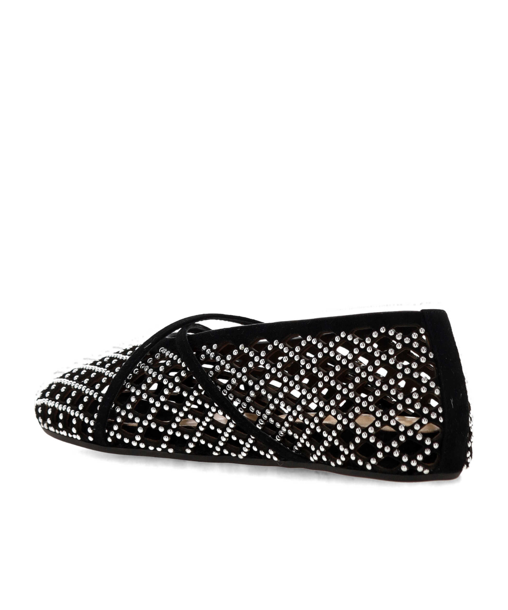 Machmach Crystal-embellished Lattice Ballet Flats In Black
