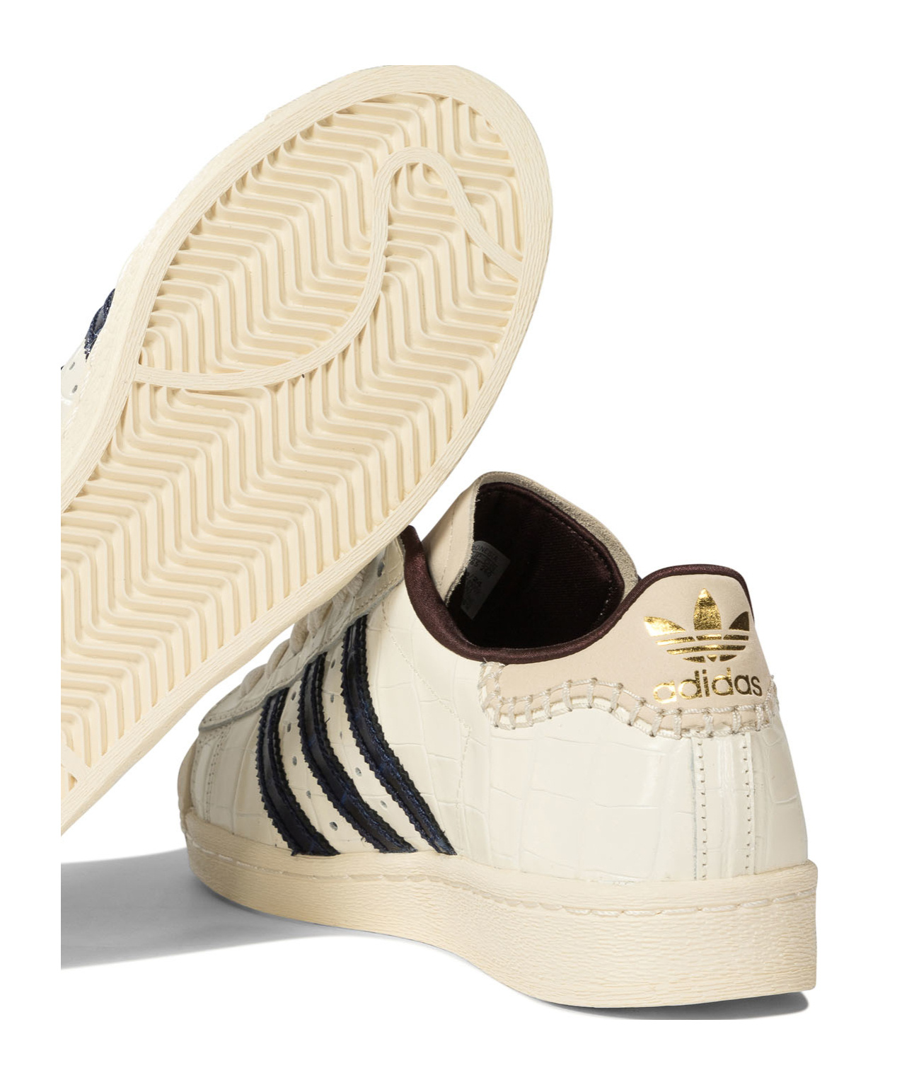 Adidas Originals X Wales Bonner Superstar Croc-embossed Leather Sneakers In White