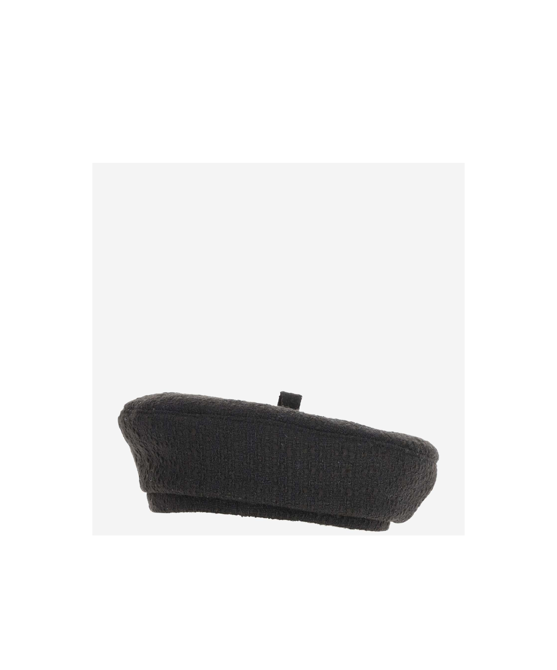 Ruslan Baginskiy Black Monogram-embellished Beret Hat In Black