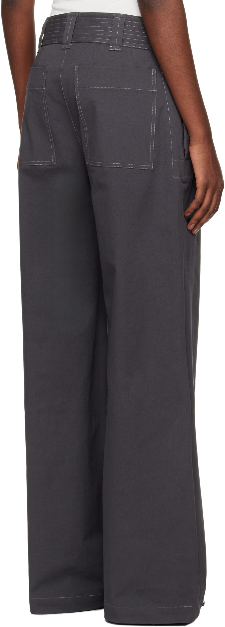 Paris Georgia Belt-lined Casual Pants In Blue