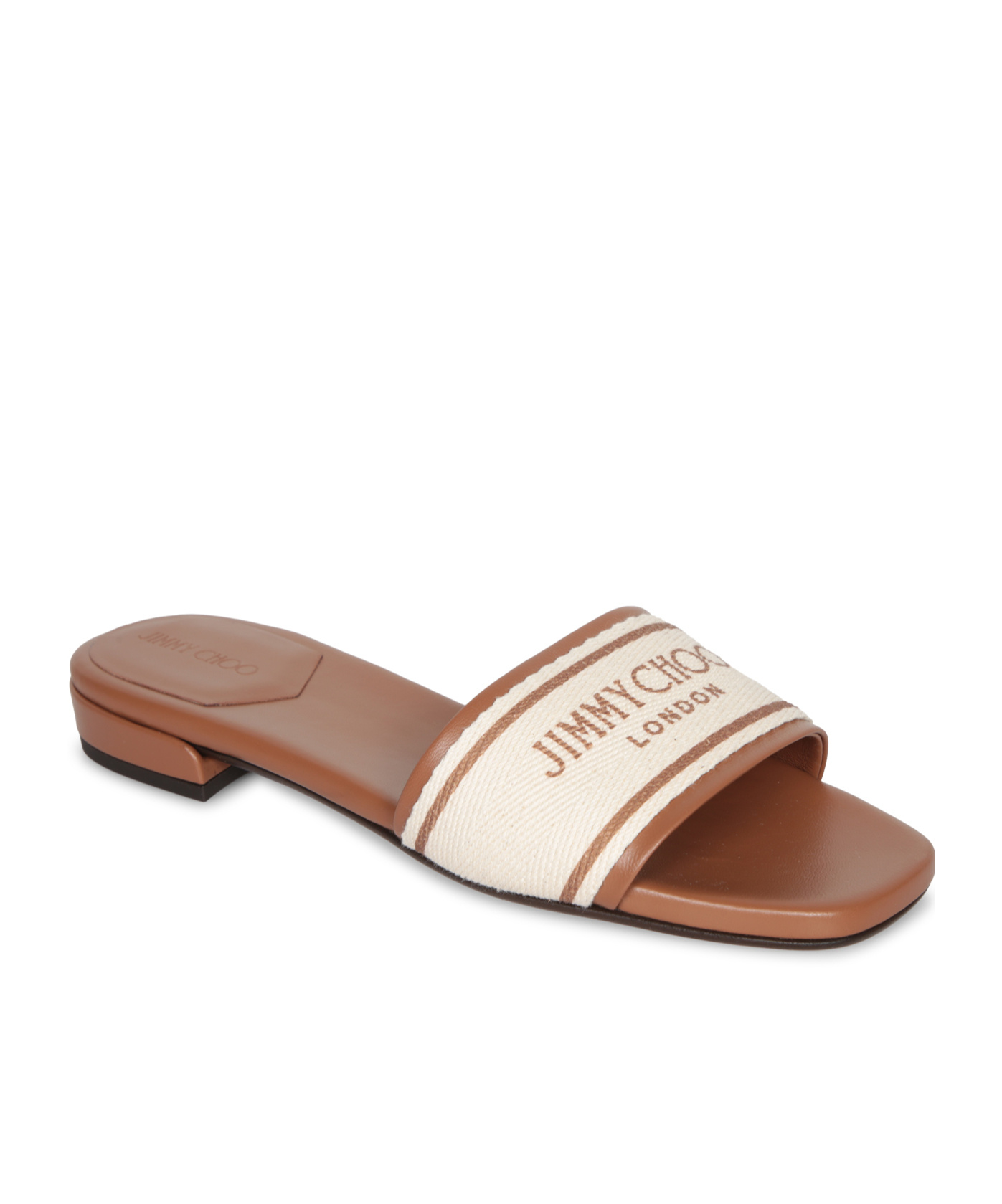 Jimmy Choo Joa Leather Flat Sandals With Round Toe In Animal Print
