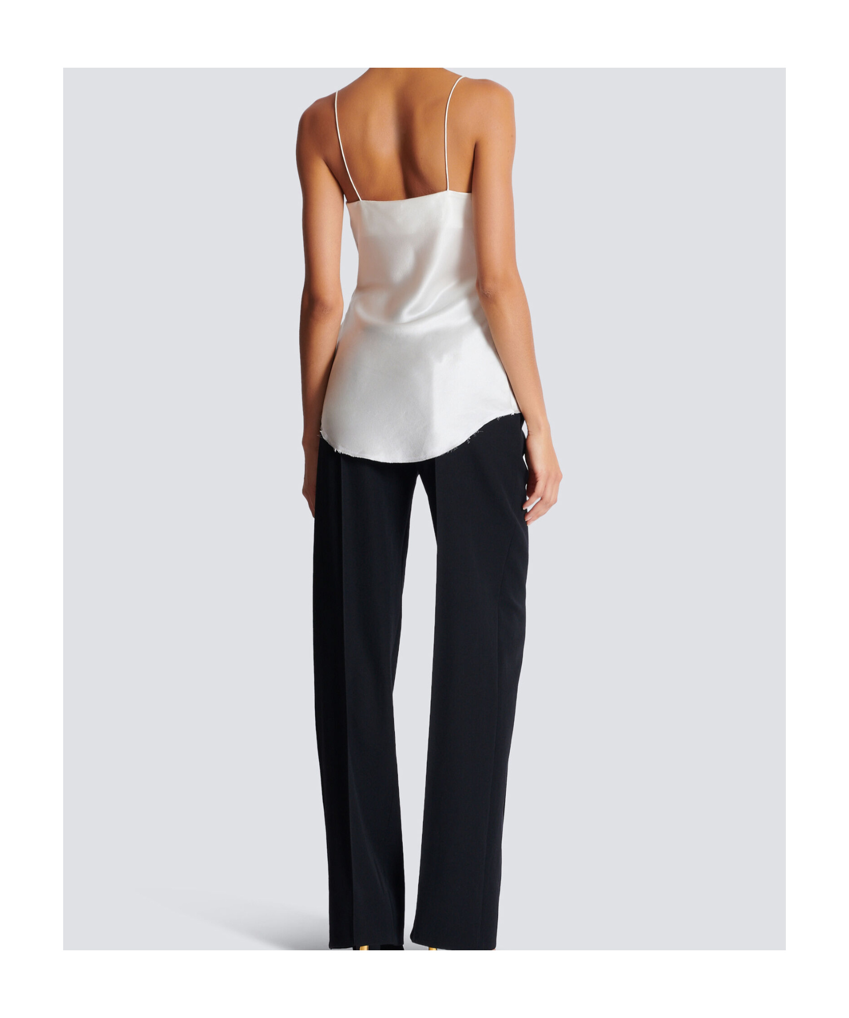 Balmain Draped Satin Top In White