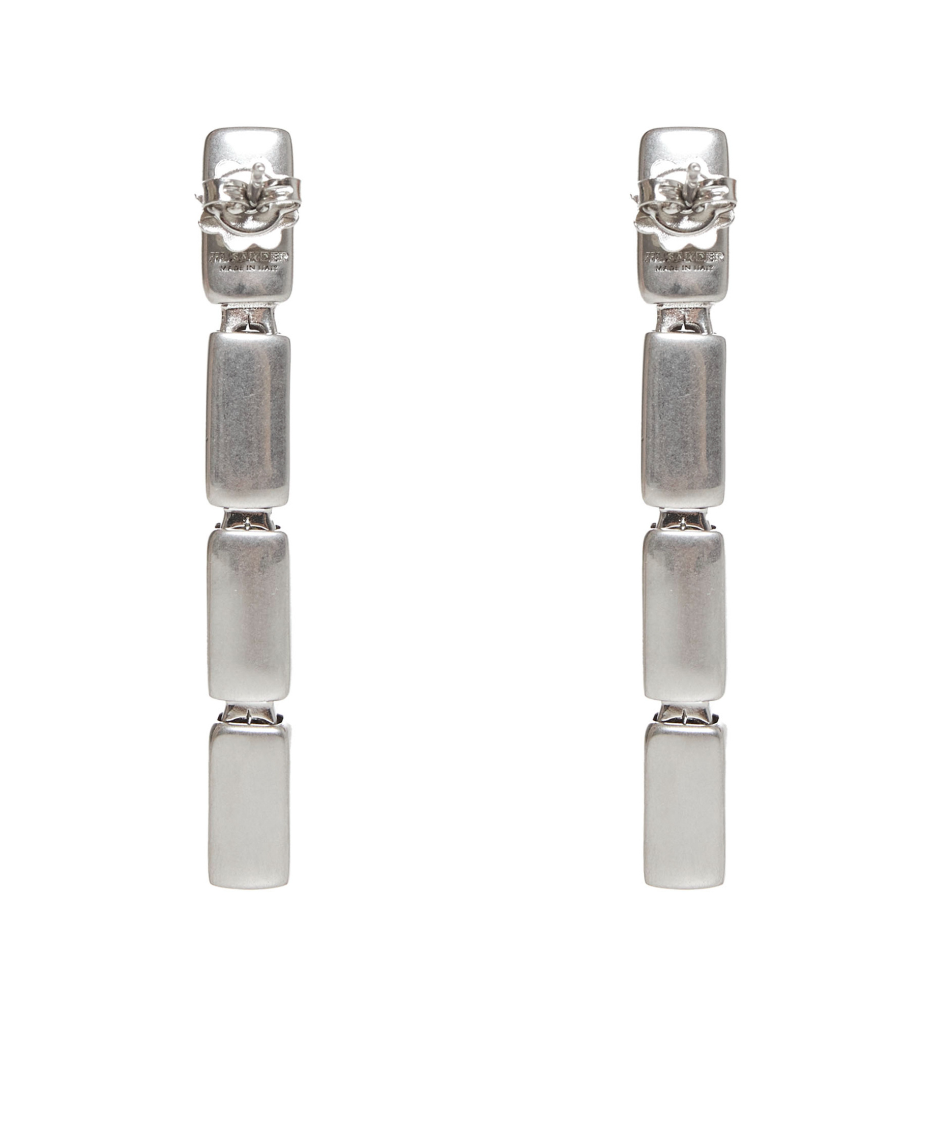 Jil Sander Rectangular Crystal Earrings In Gray