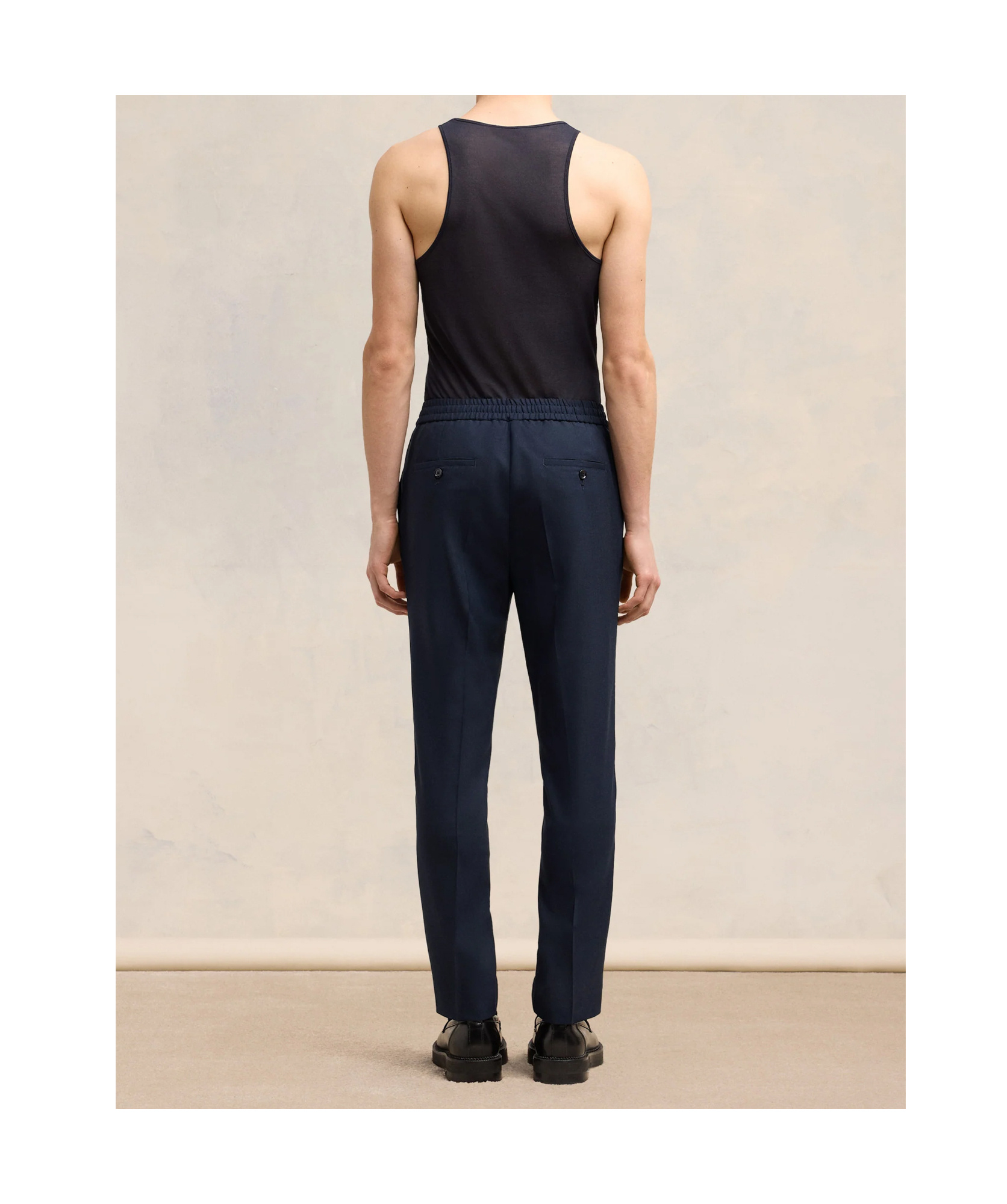 Ami Alexandre Mattiussi Elasticated Waist Trousers Blue In Black