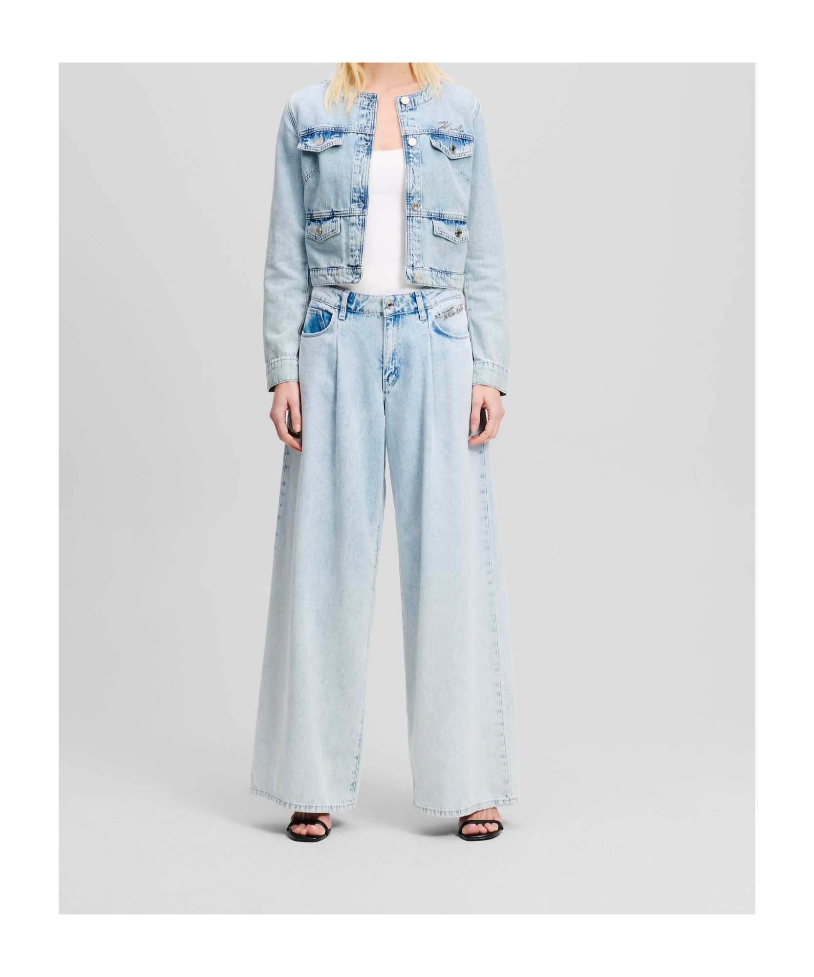 Shop Karl Lagerfeld Logo-plaque Jeans In Blue